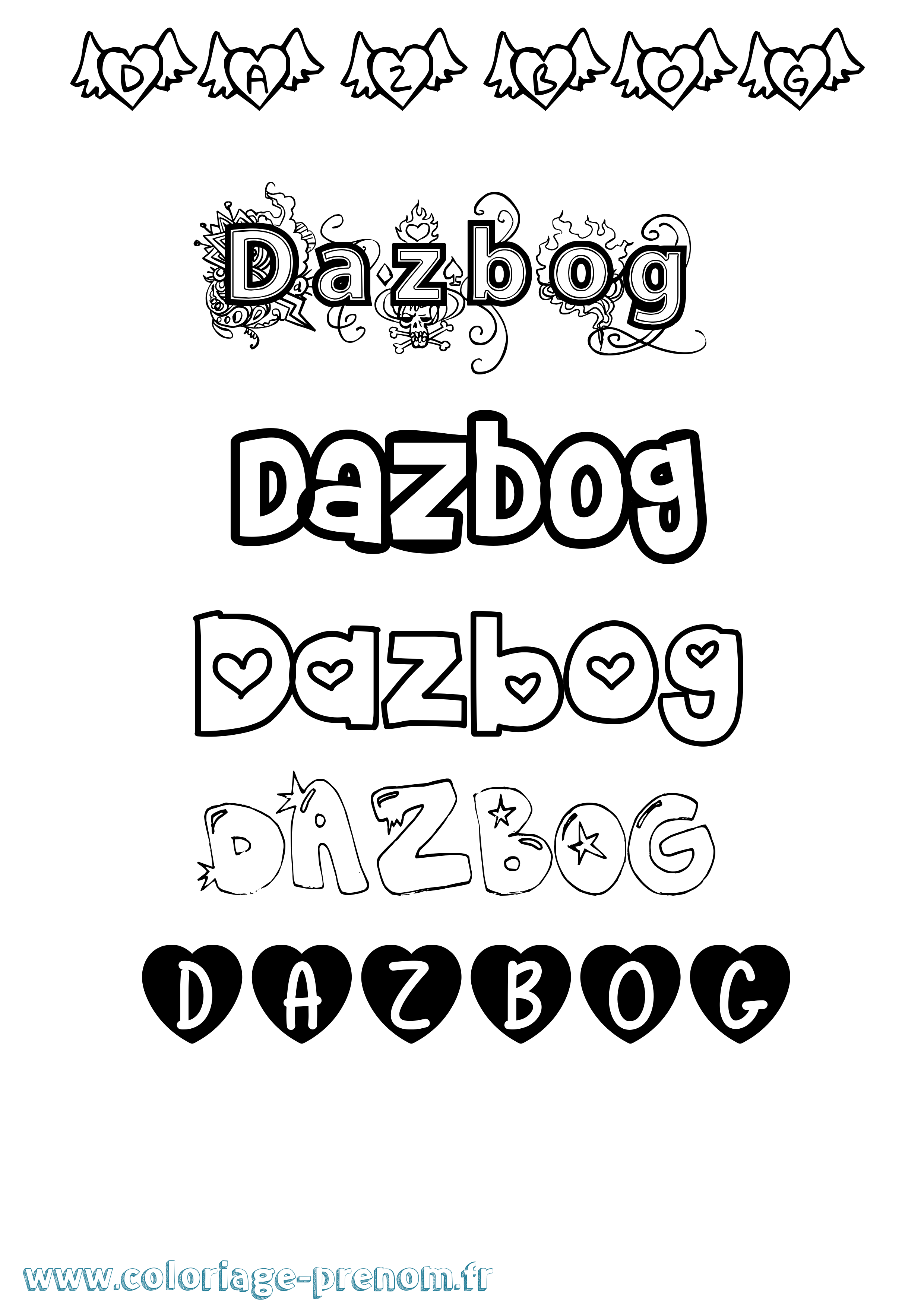 Coloriage Dazbog Girly Coloriage prénom Dazbog Girly