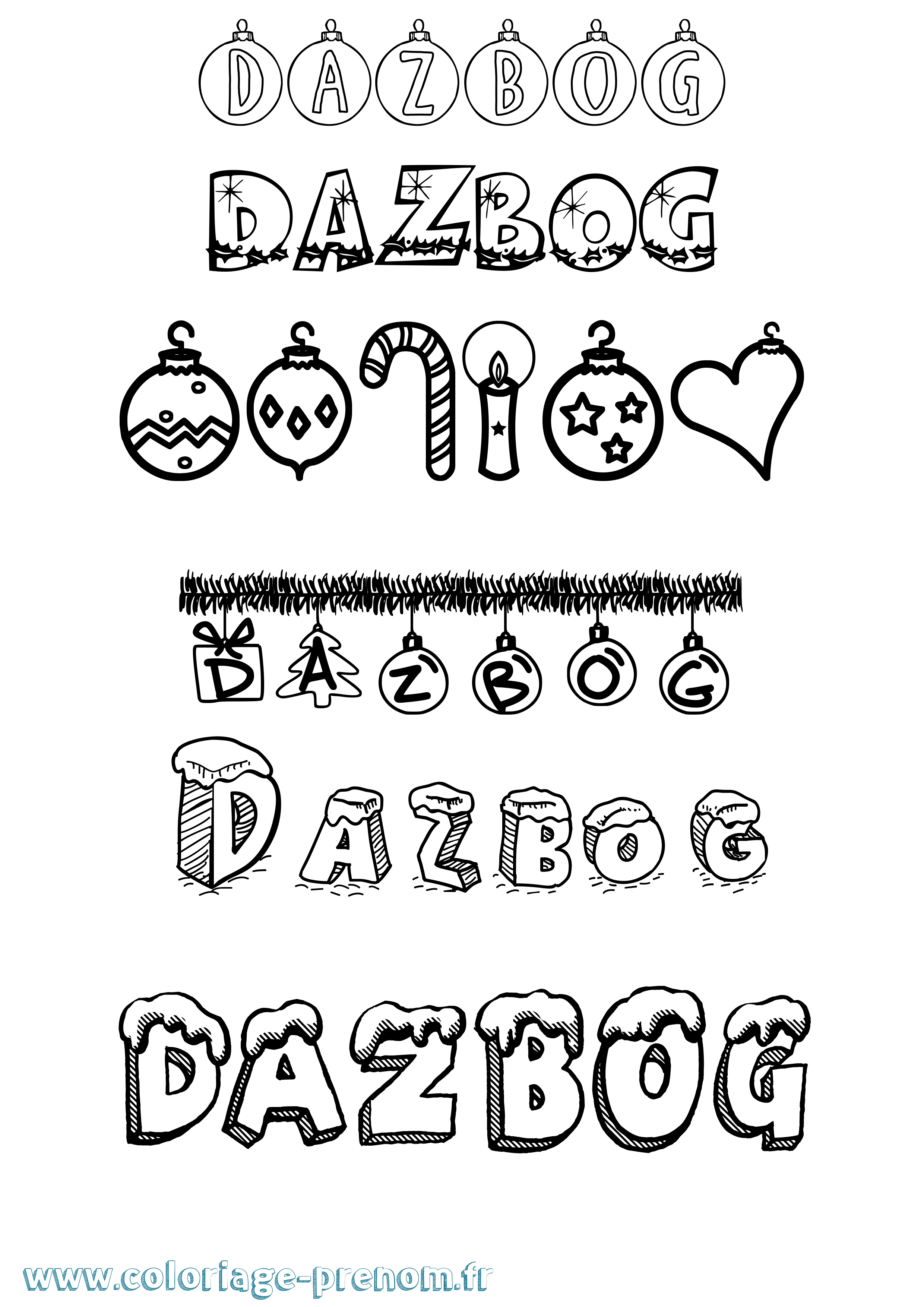 Coloriage Dazbog Noël Coloriage prénom Dazbog Noël
