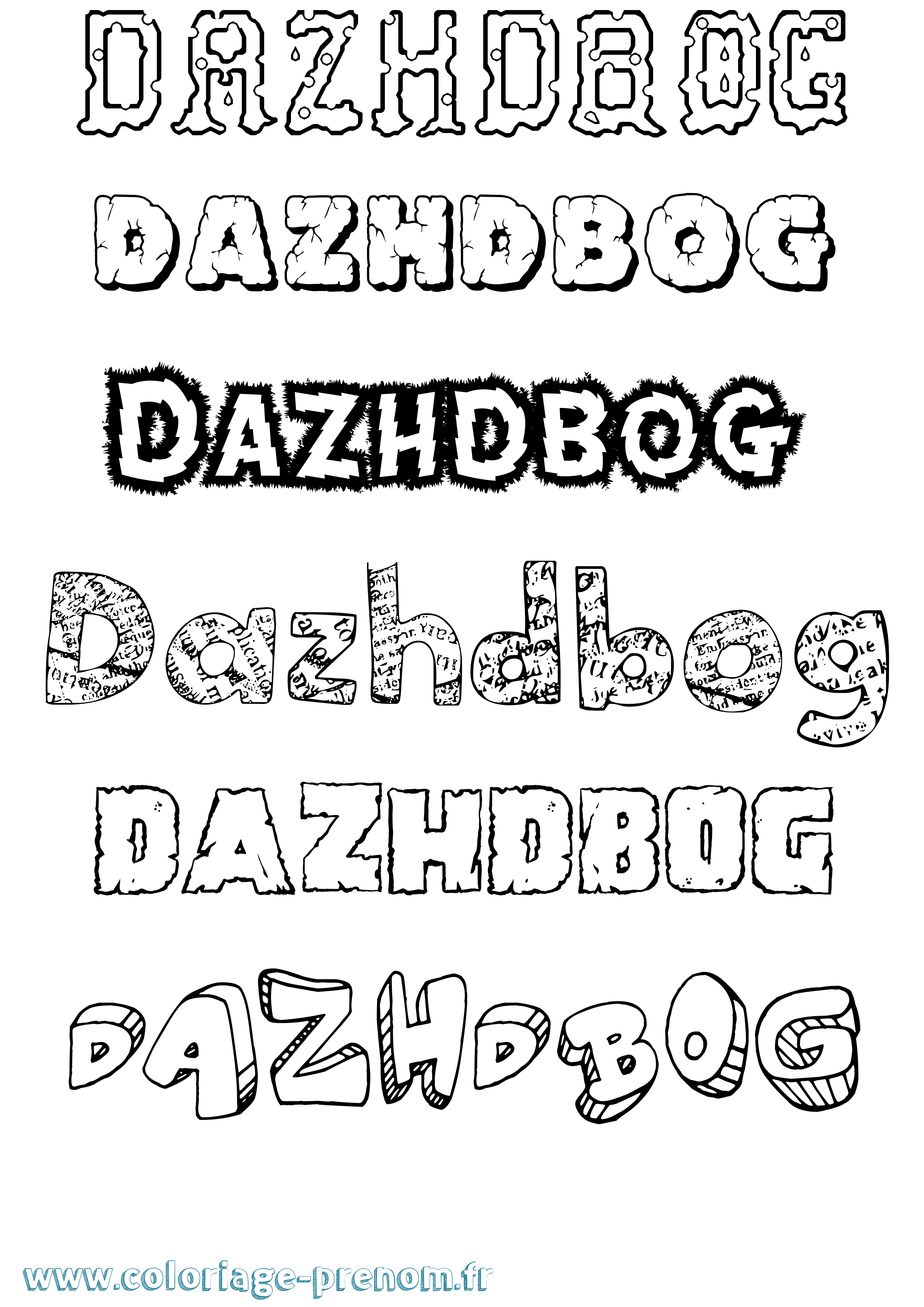 Coloriage prénom Dazhdbog Destructuré