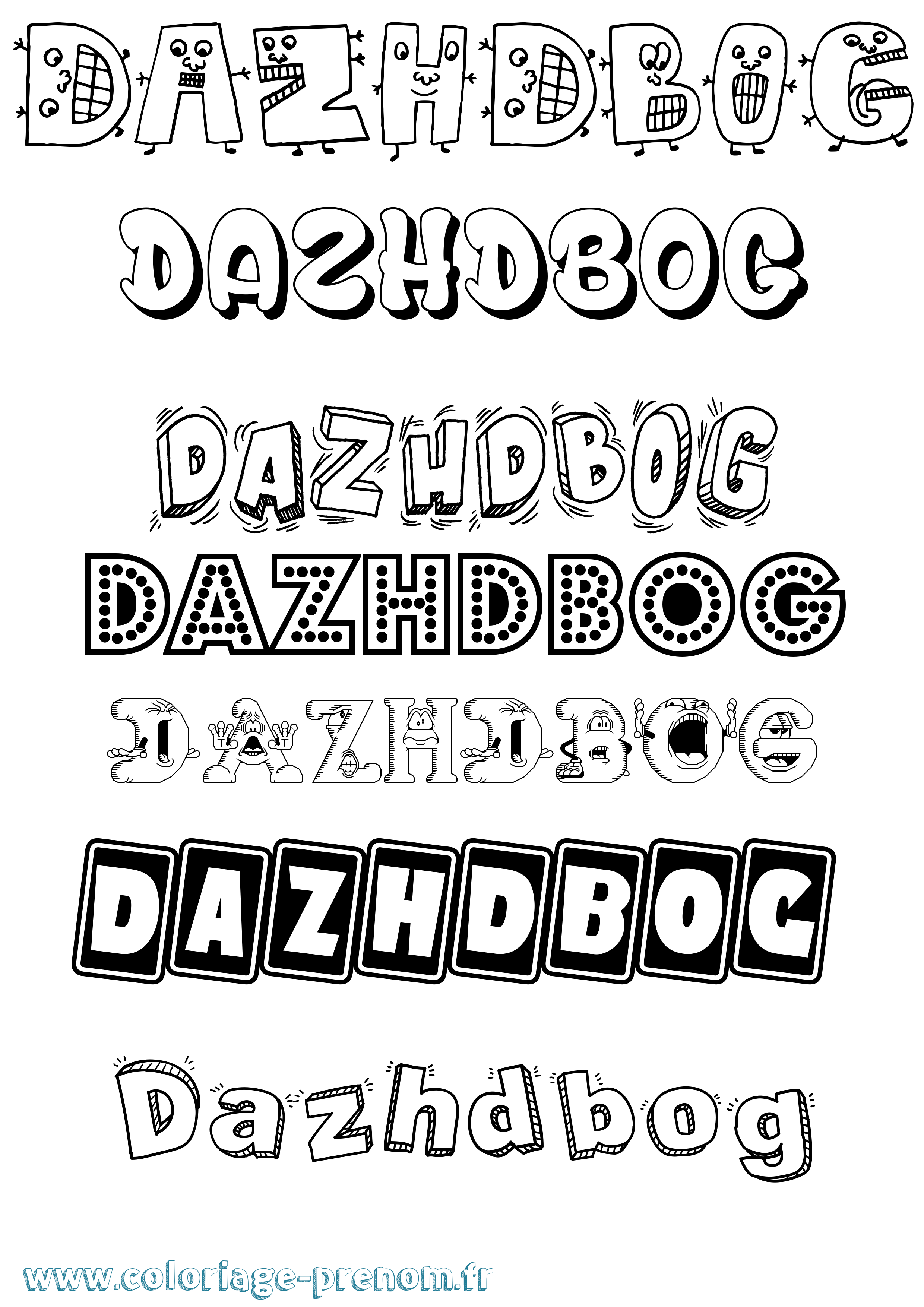 Coloriage prénom Dazhdbog Fun