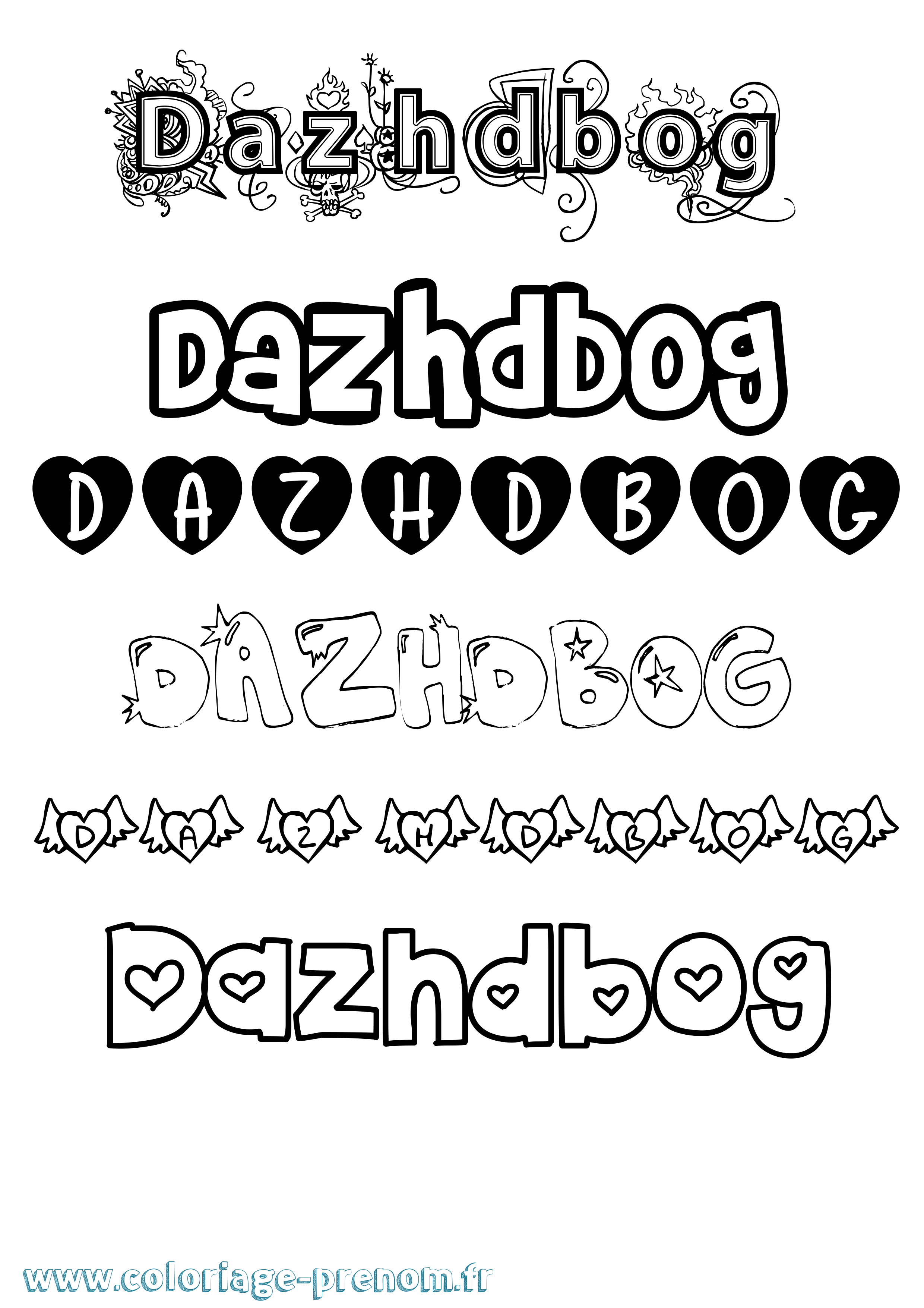 Coloriage prénom Dazhdbog Girly