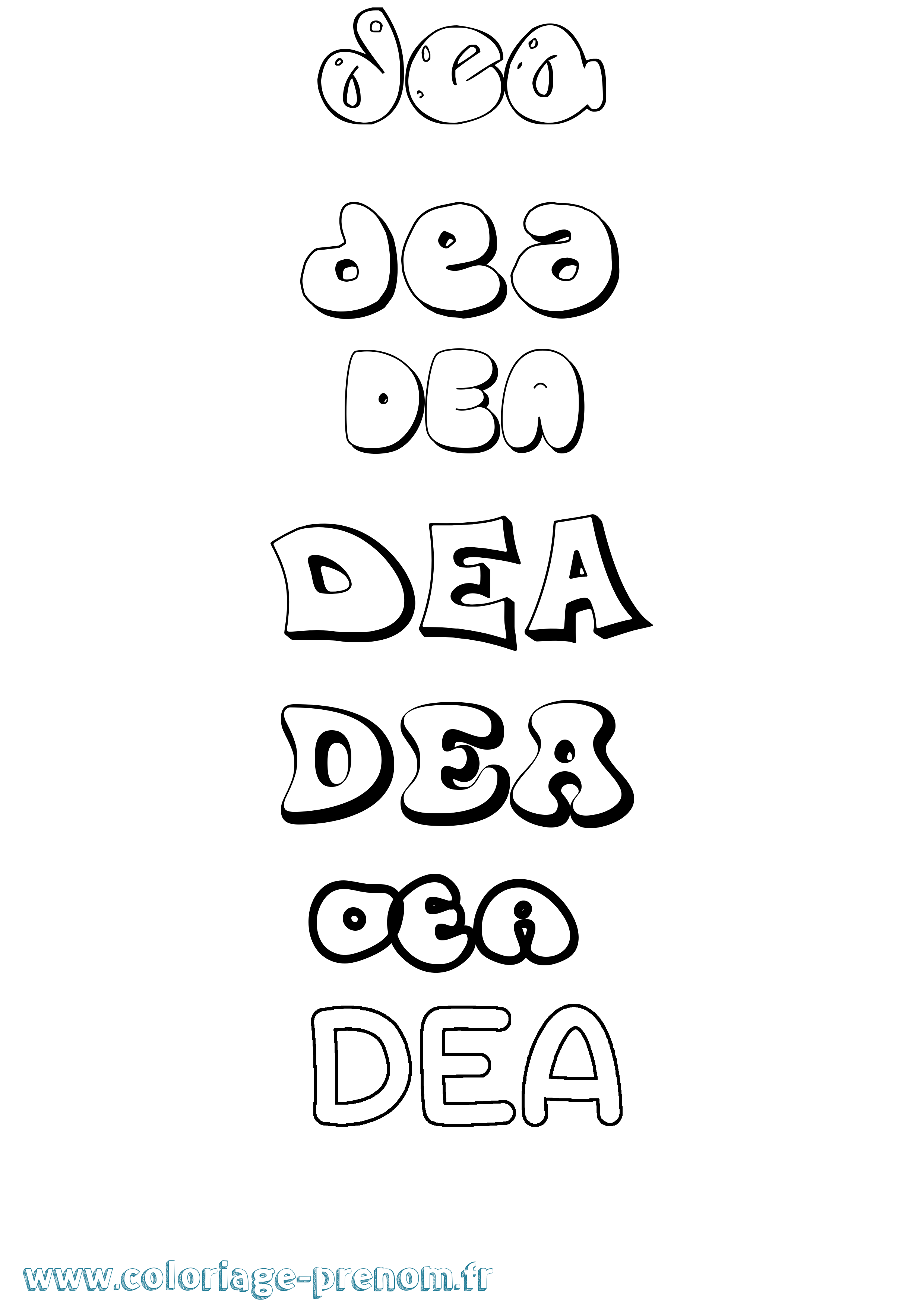 Coloriage Dea Bubble Coloriage prénom Dea Bubble