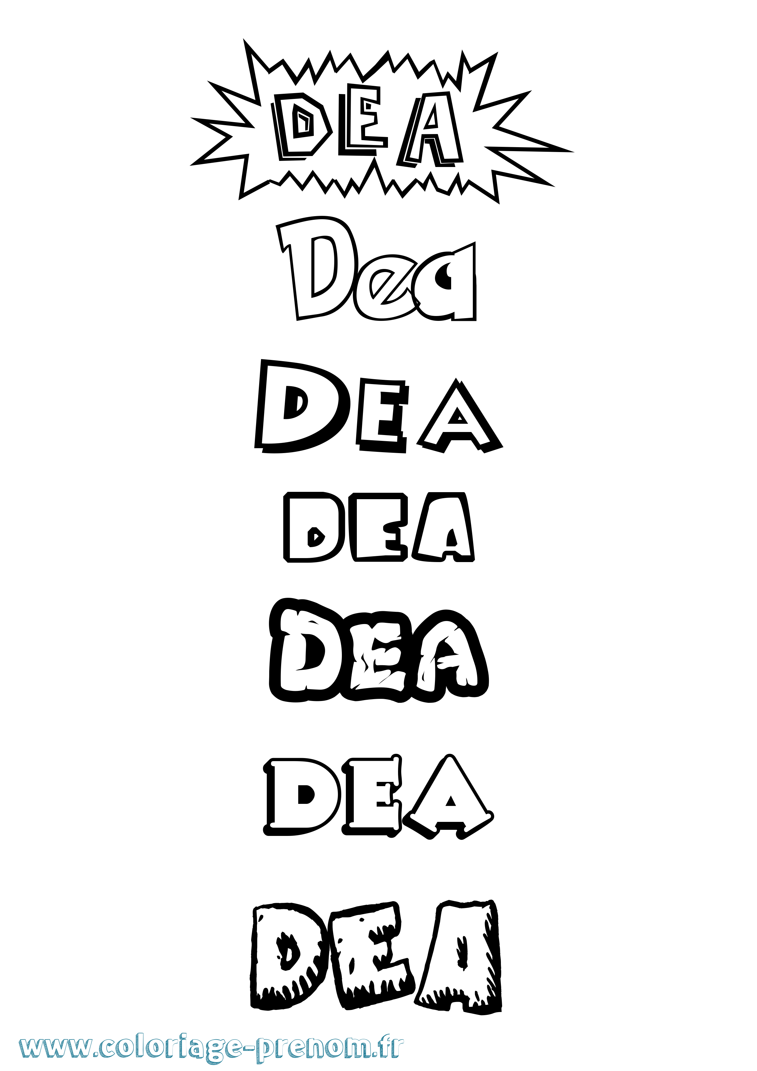 Coloriage Dea Dessin Animé Coloriage prénom Dea Dessin Animé