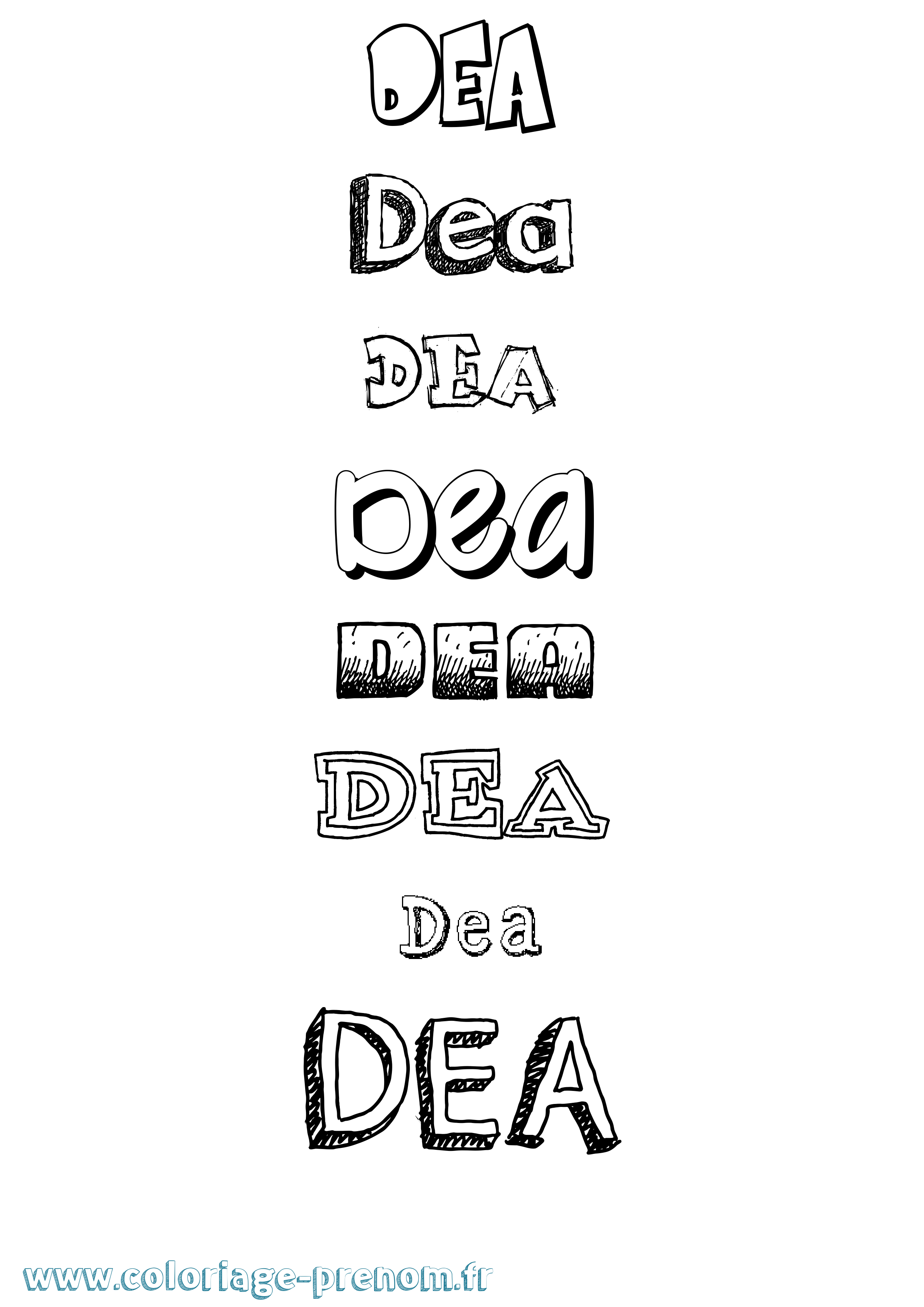 Coloriage Dea Dessiné Coloriage prénom Dea Dessiné