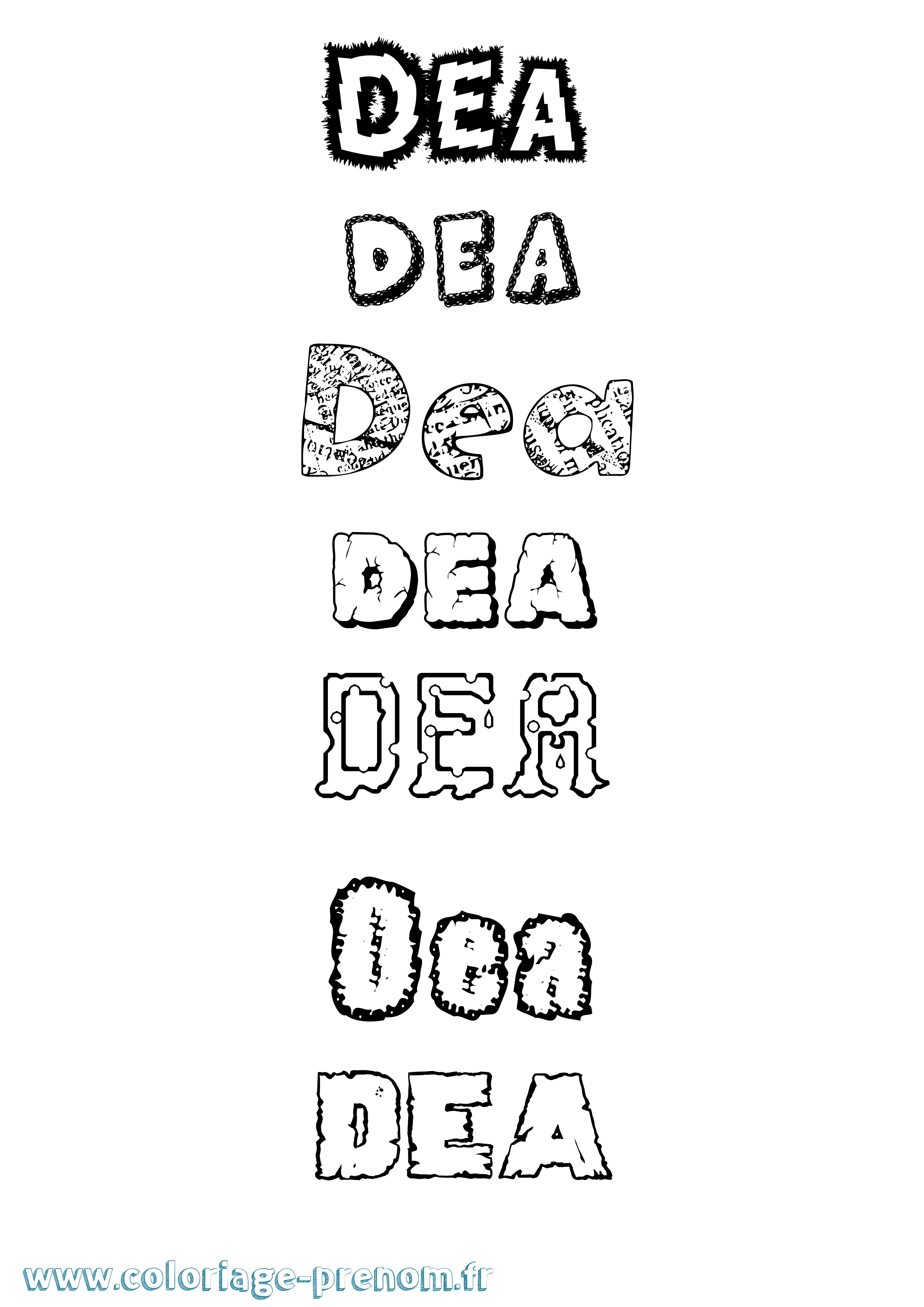 Coloriage Dea Destructuré Coloriage prénom Dea Destructuré