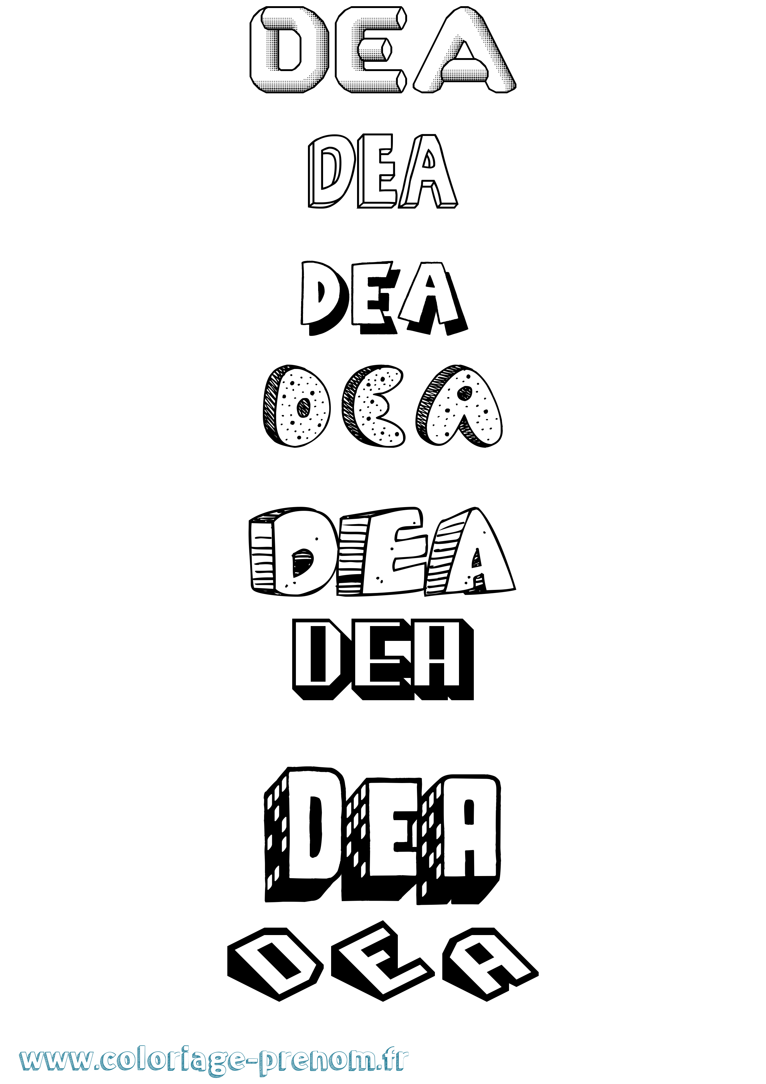 Coloriage Dea Effet 3D Coloriage prénom Dea Effet 3D