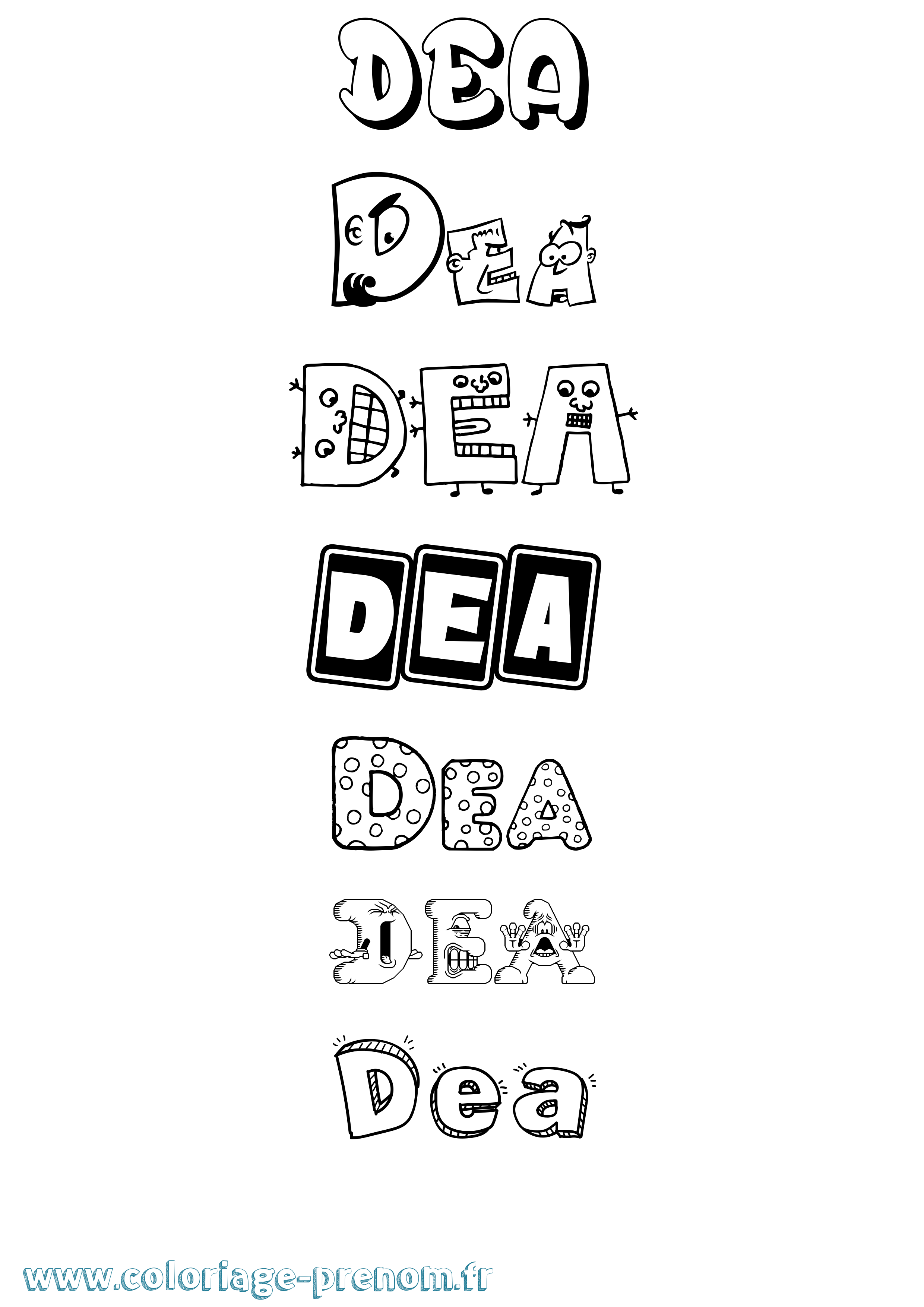Coloriage Dea Fun Coloriage prénom Dea Fun