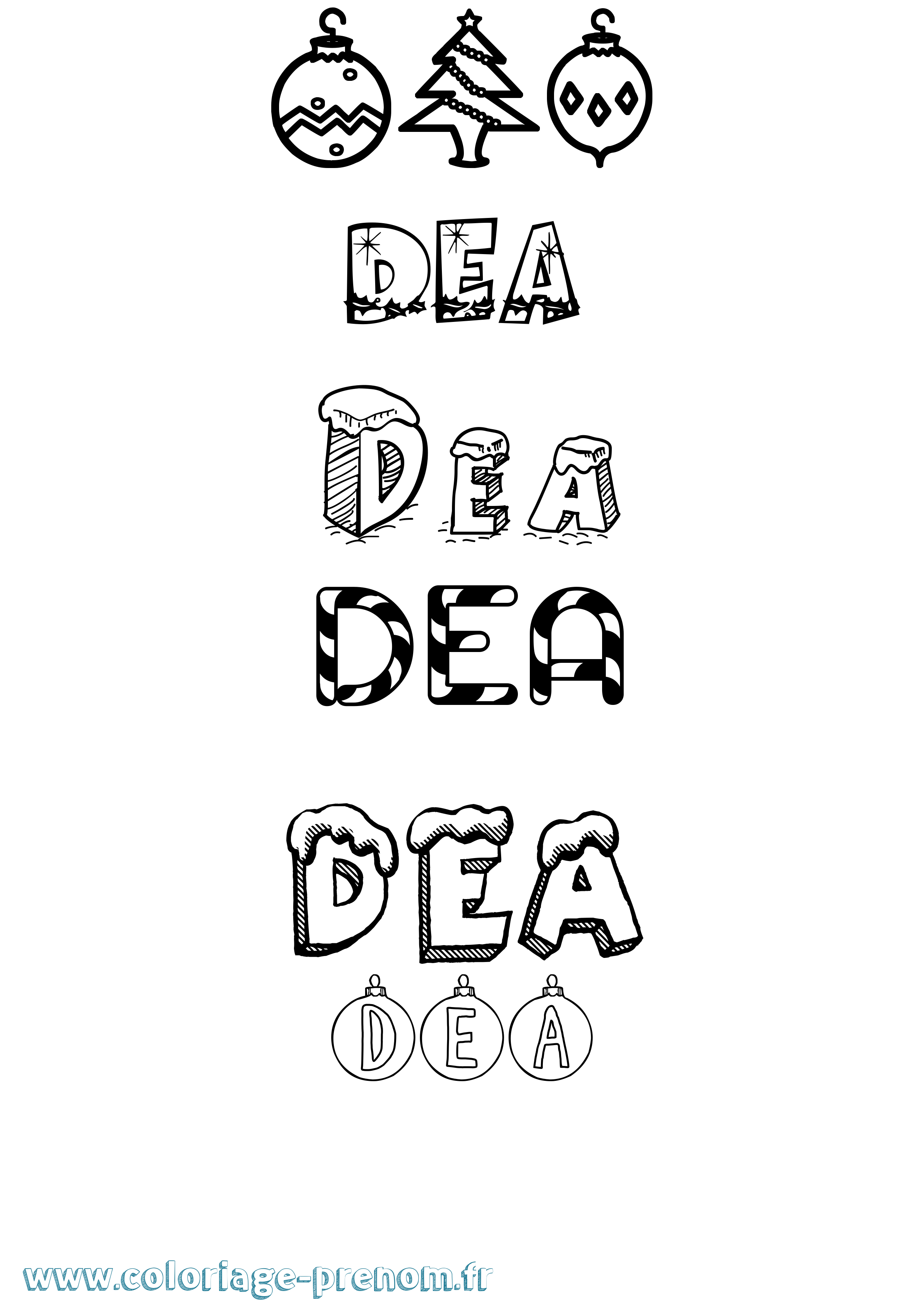 Coloriage Dea Noël Coloriage prénom Dea Noël