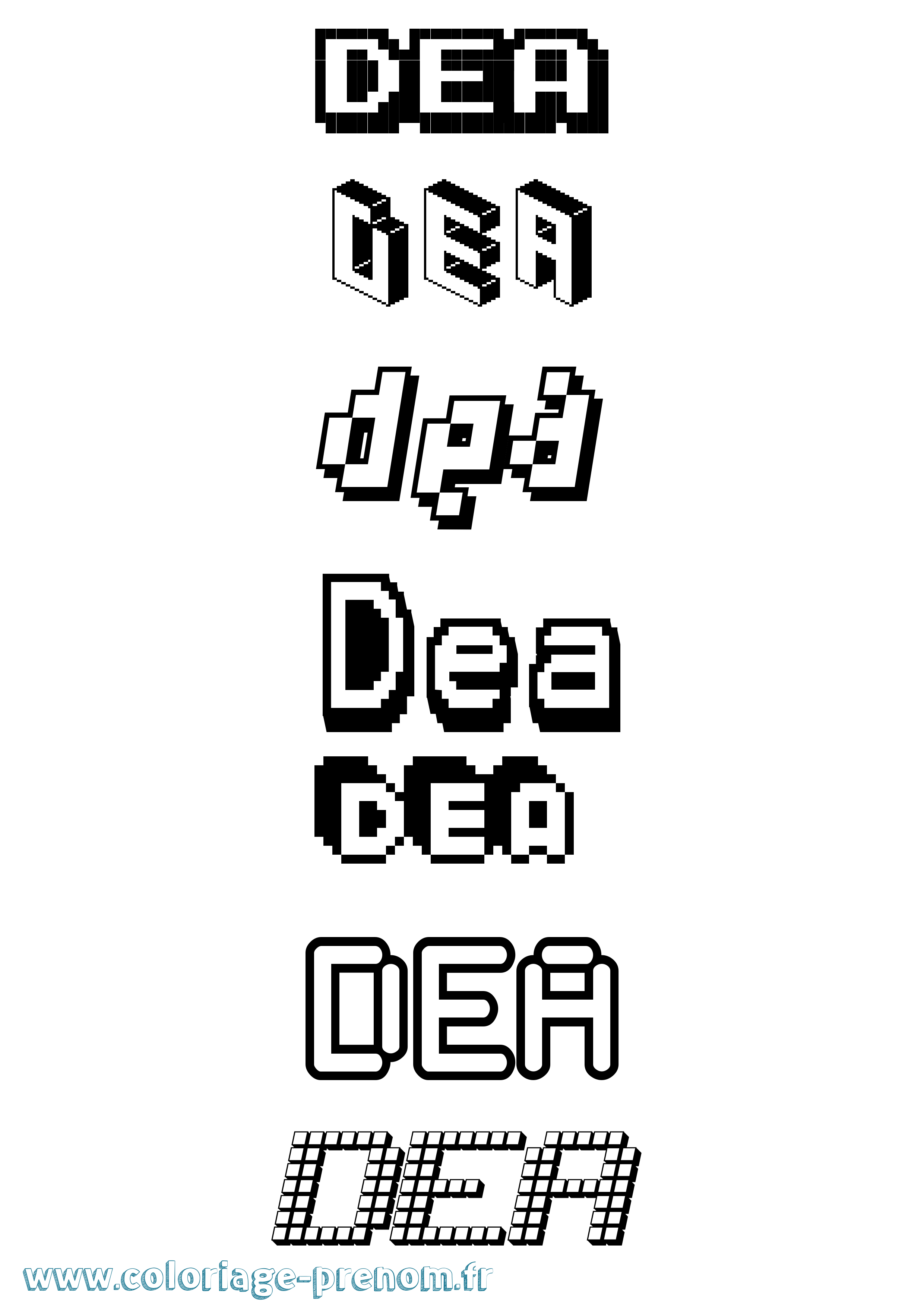 Coloriage Dea Pixel Coloriage prénom Dea Pixel
