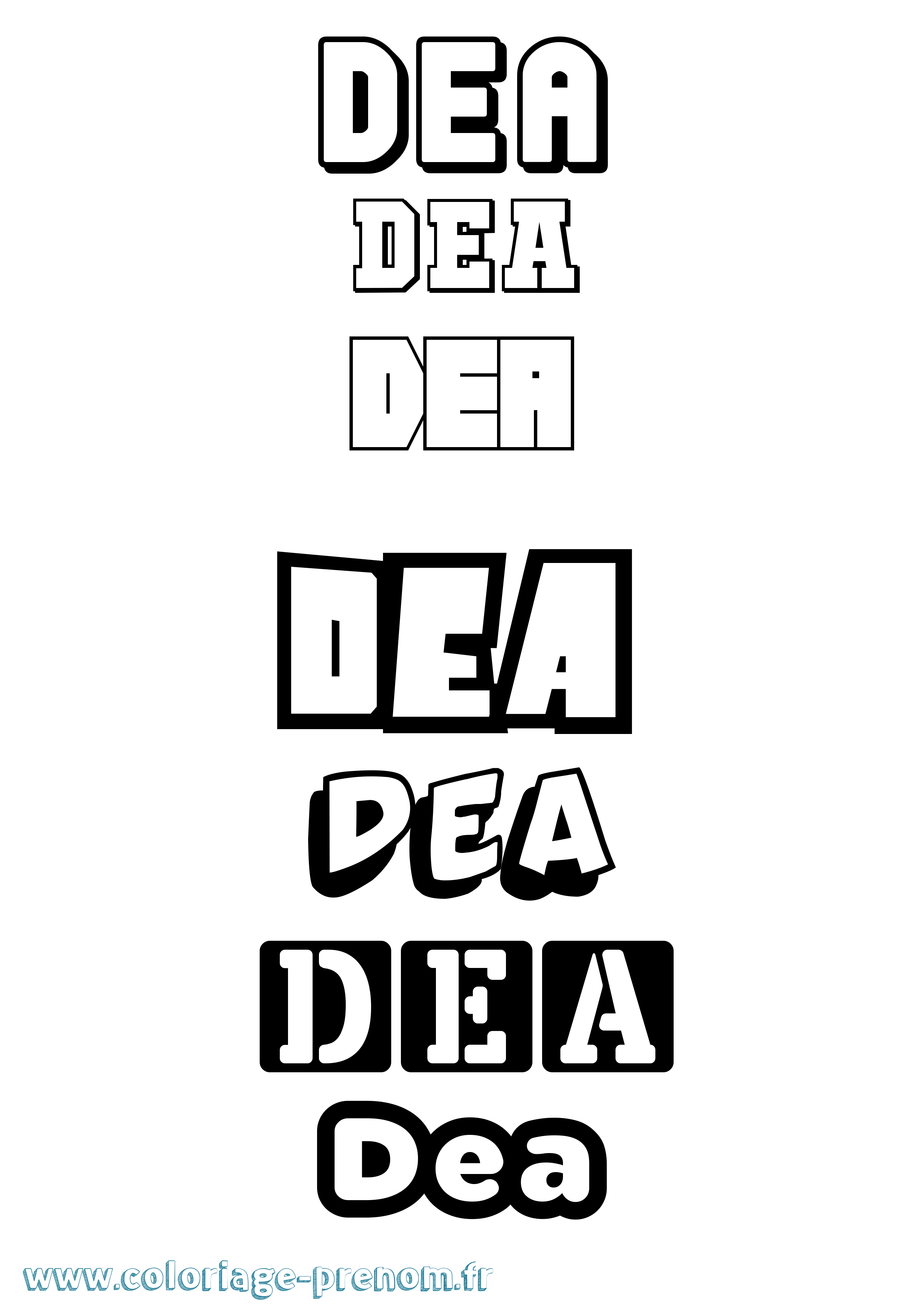 Coloriage Dea Simple Coloriage prénom Dea Simple