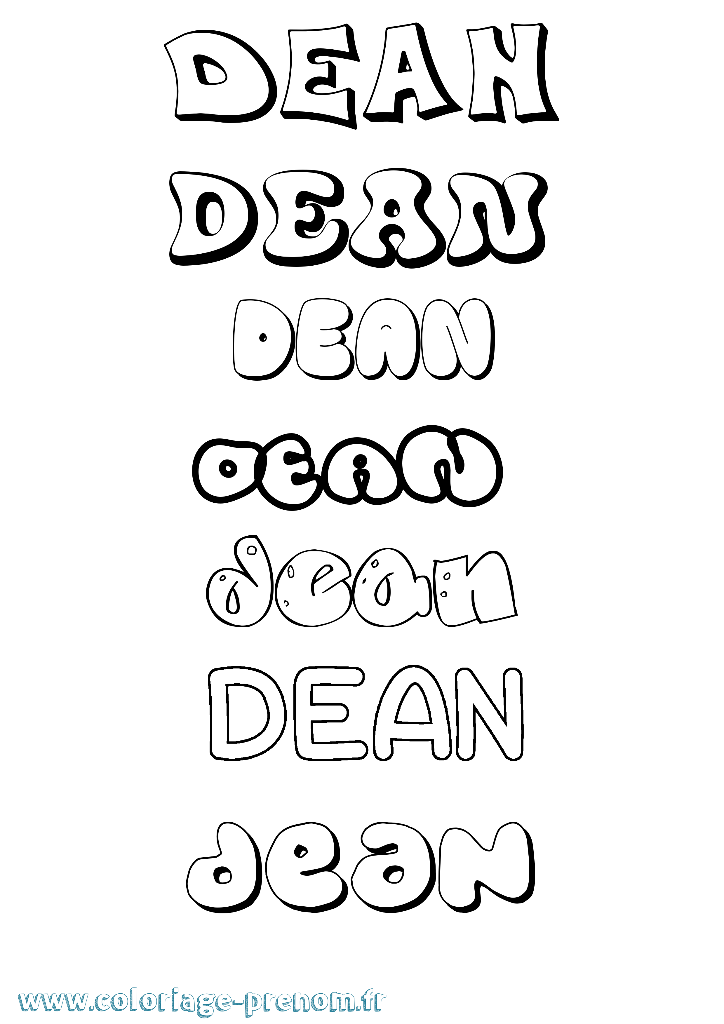 Coloriage Dean Bubble Coloriage prénom Dean Bubble