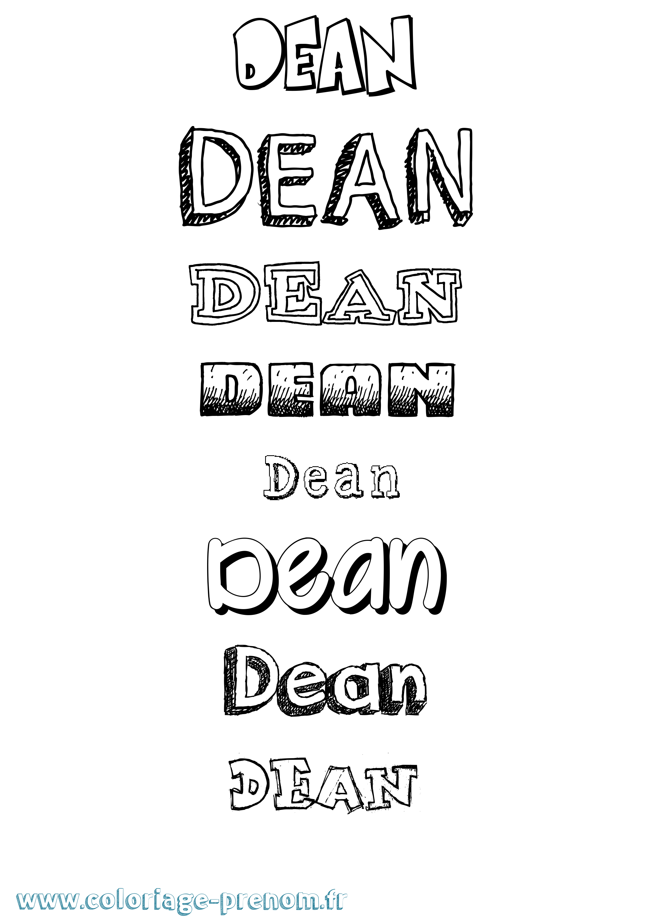 Coloriage Dean Dessiné Coloriage prénom Dean Dessiné