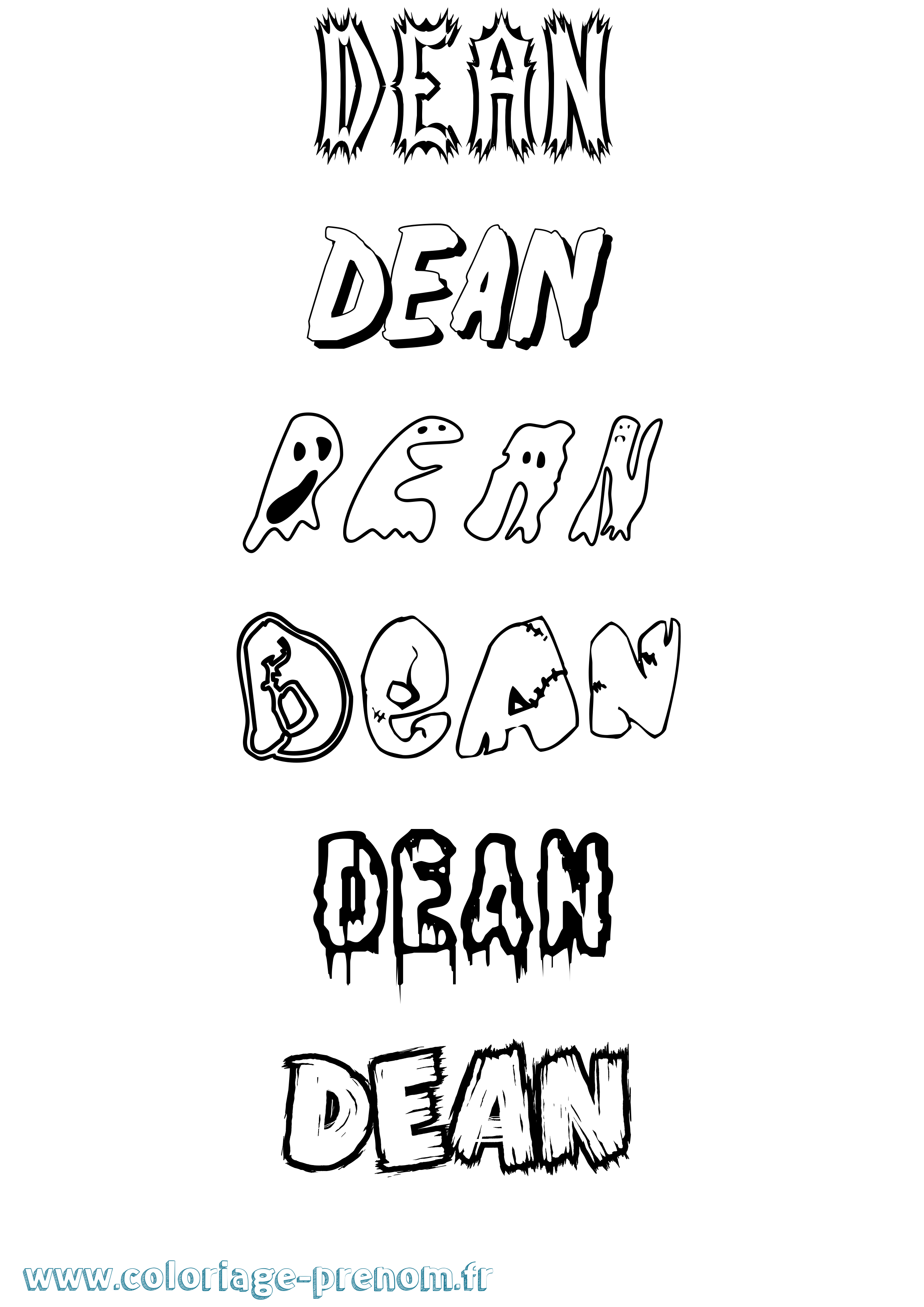 Coloriage Dean Frisson Coloriage prénom Dean Frisson