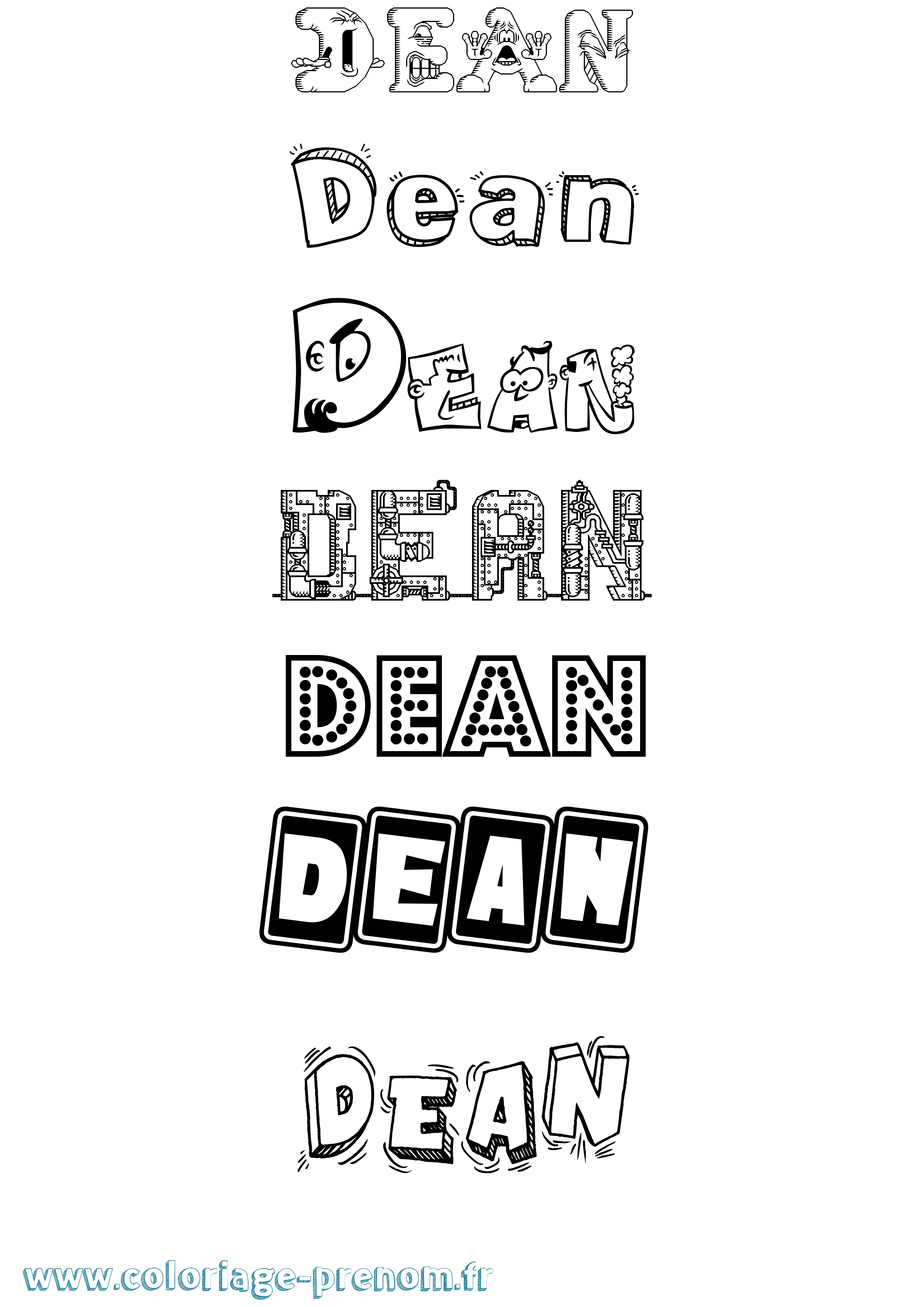 Coloriage Dean Fun Coloriage prénom Dean Fun