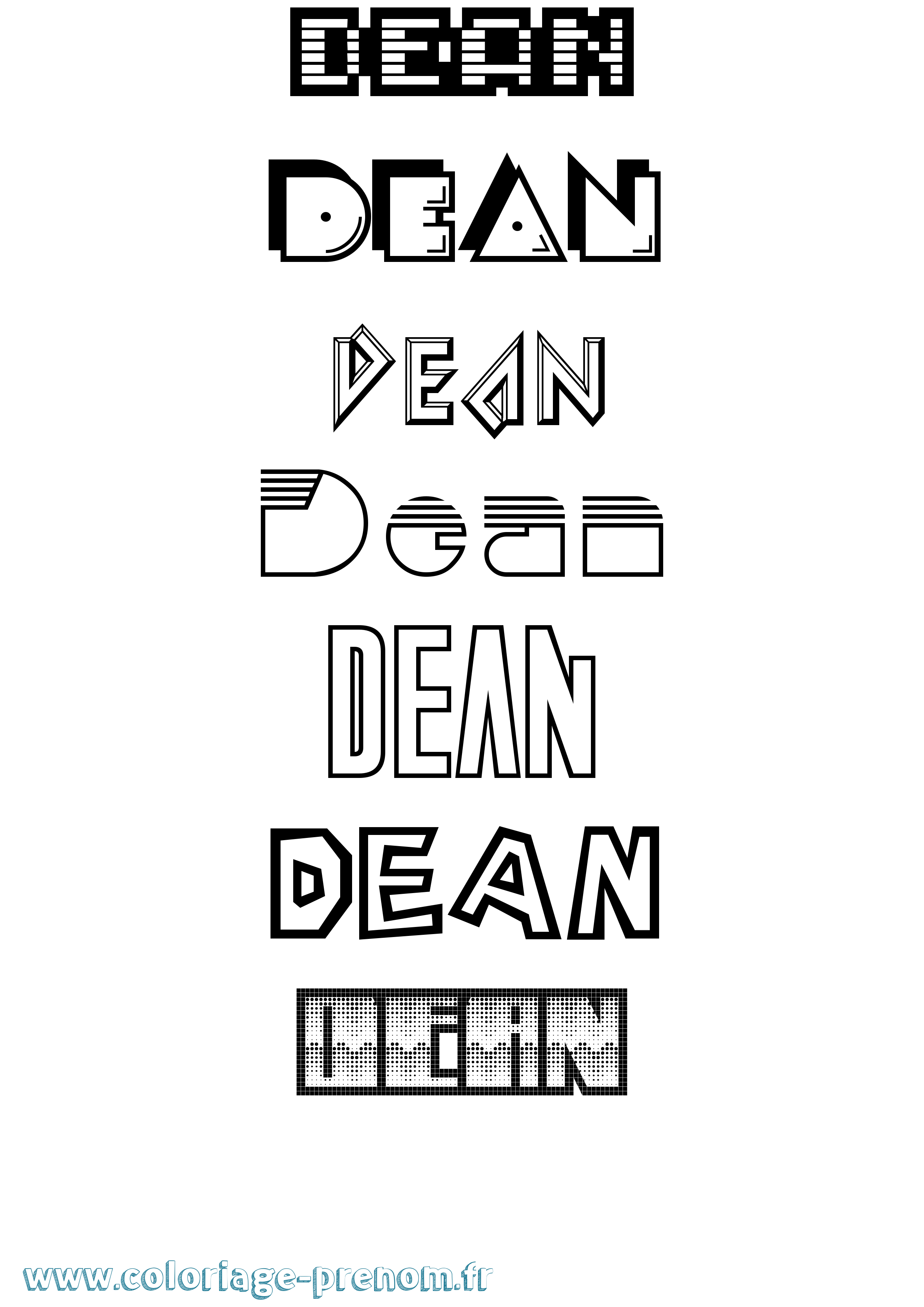 Coloriage Dean Jeux Vidéos Coloriage prénom Dean Jeux Vidéos