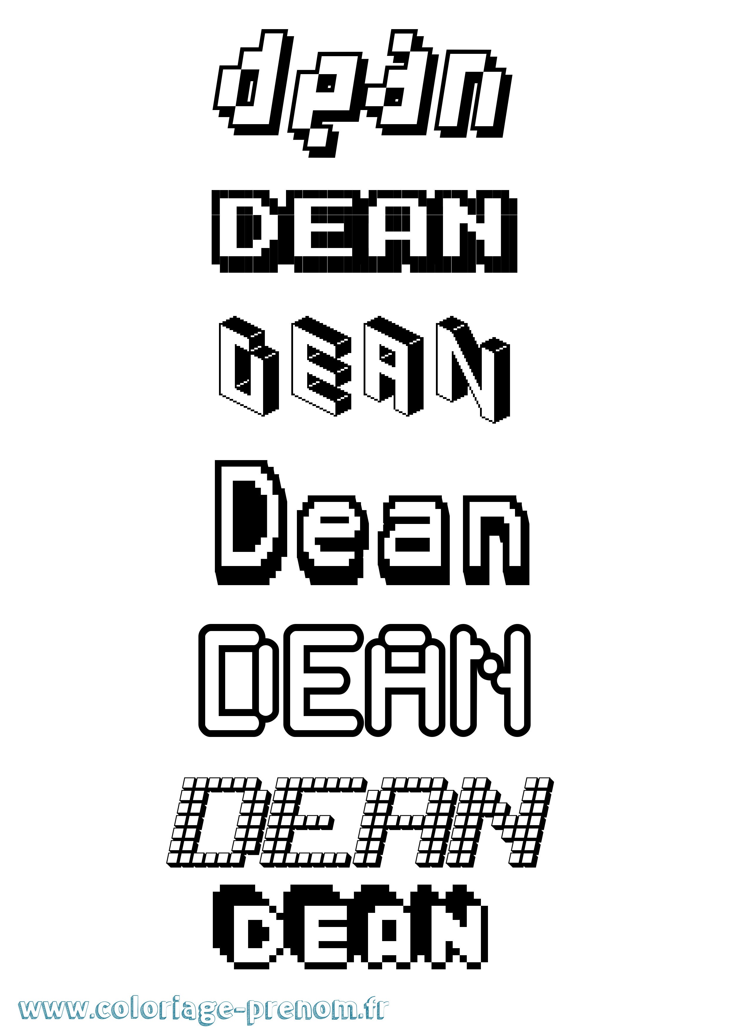 Coloriage Dean Pixel Coloriage prénom Dean Pixel