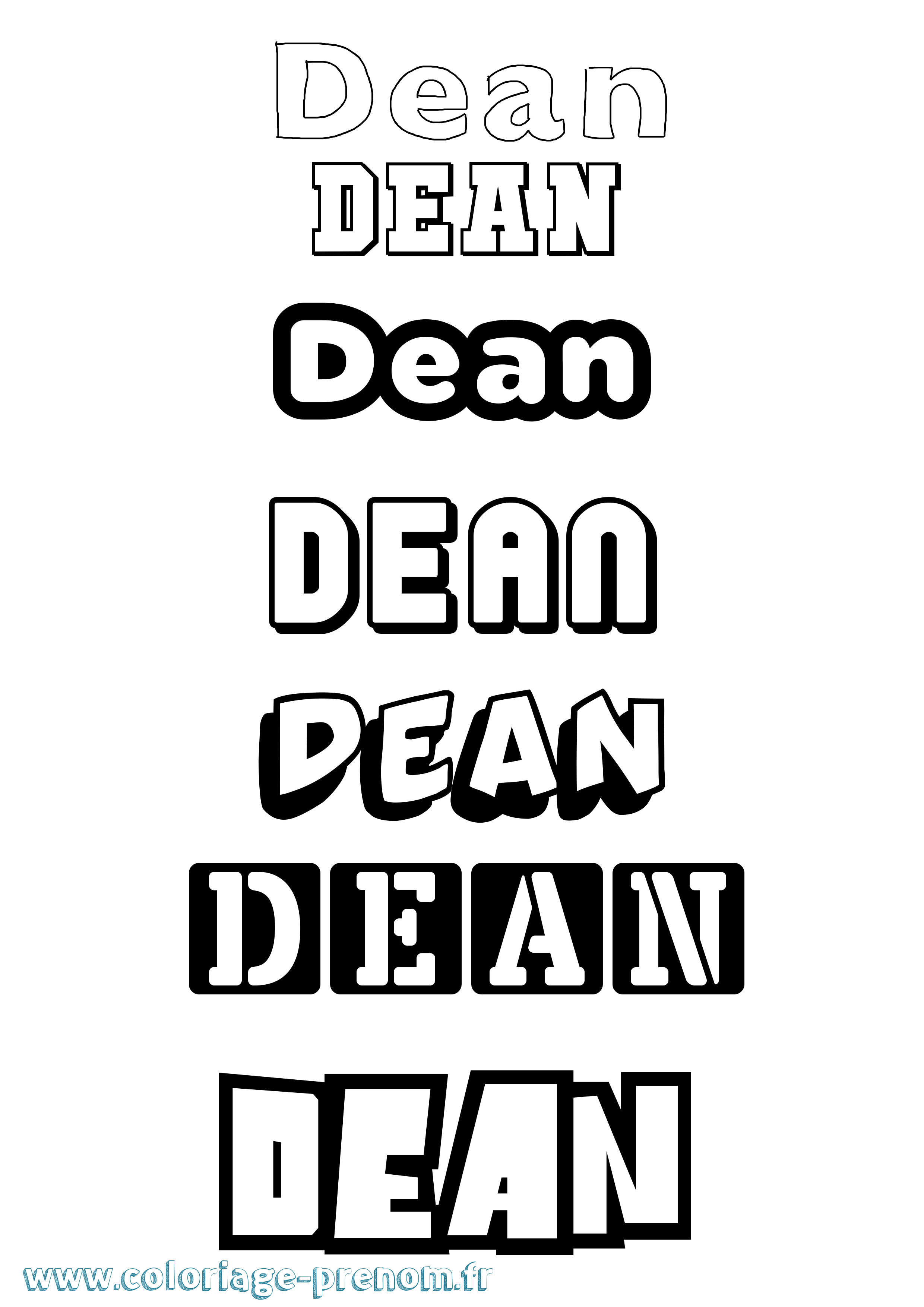 Coloriage Dean Simple Coloriage prénom Dean Simple