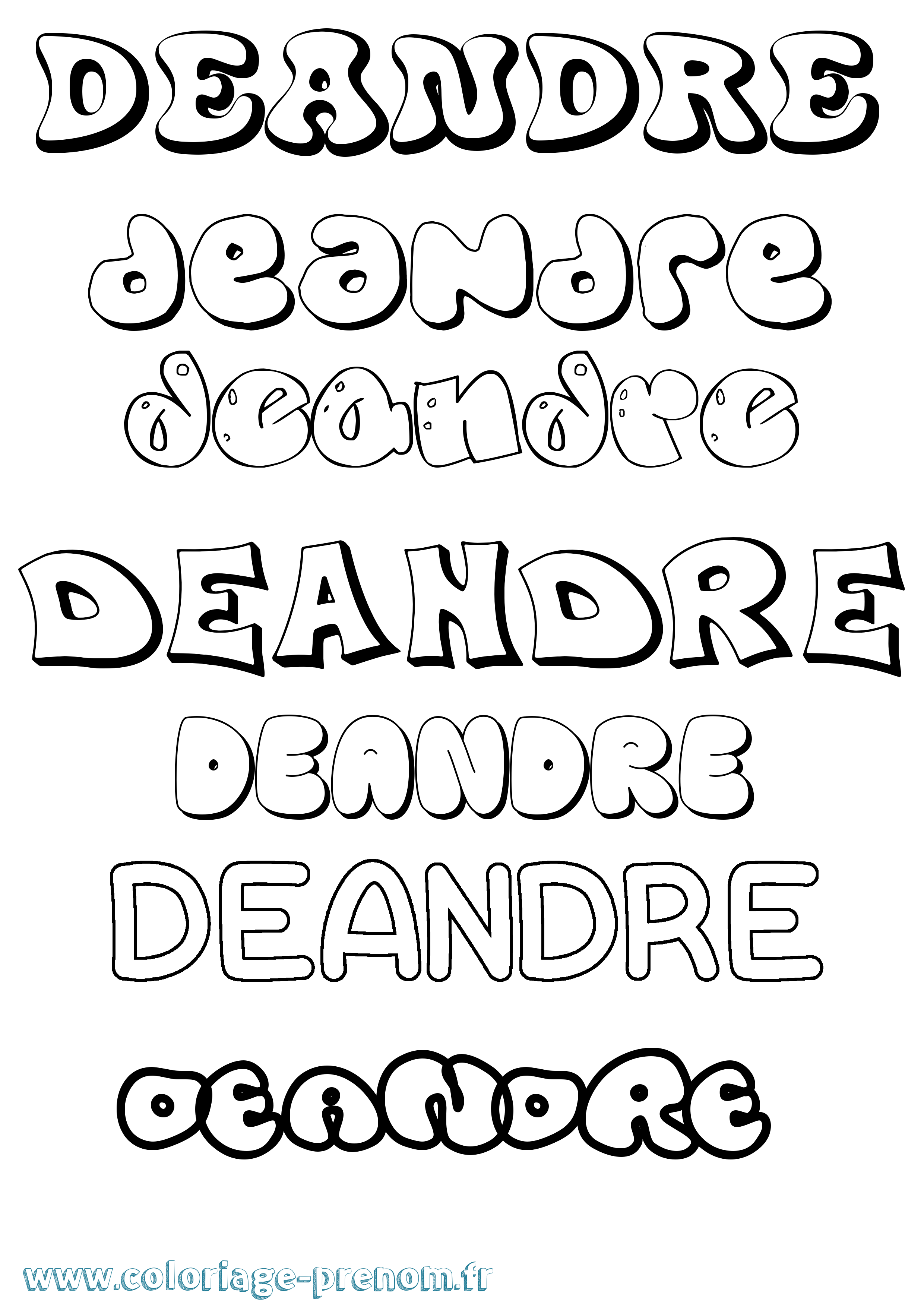 Coloriage prénom Deandre Bubble