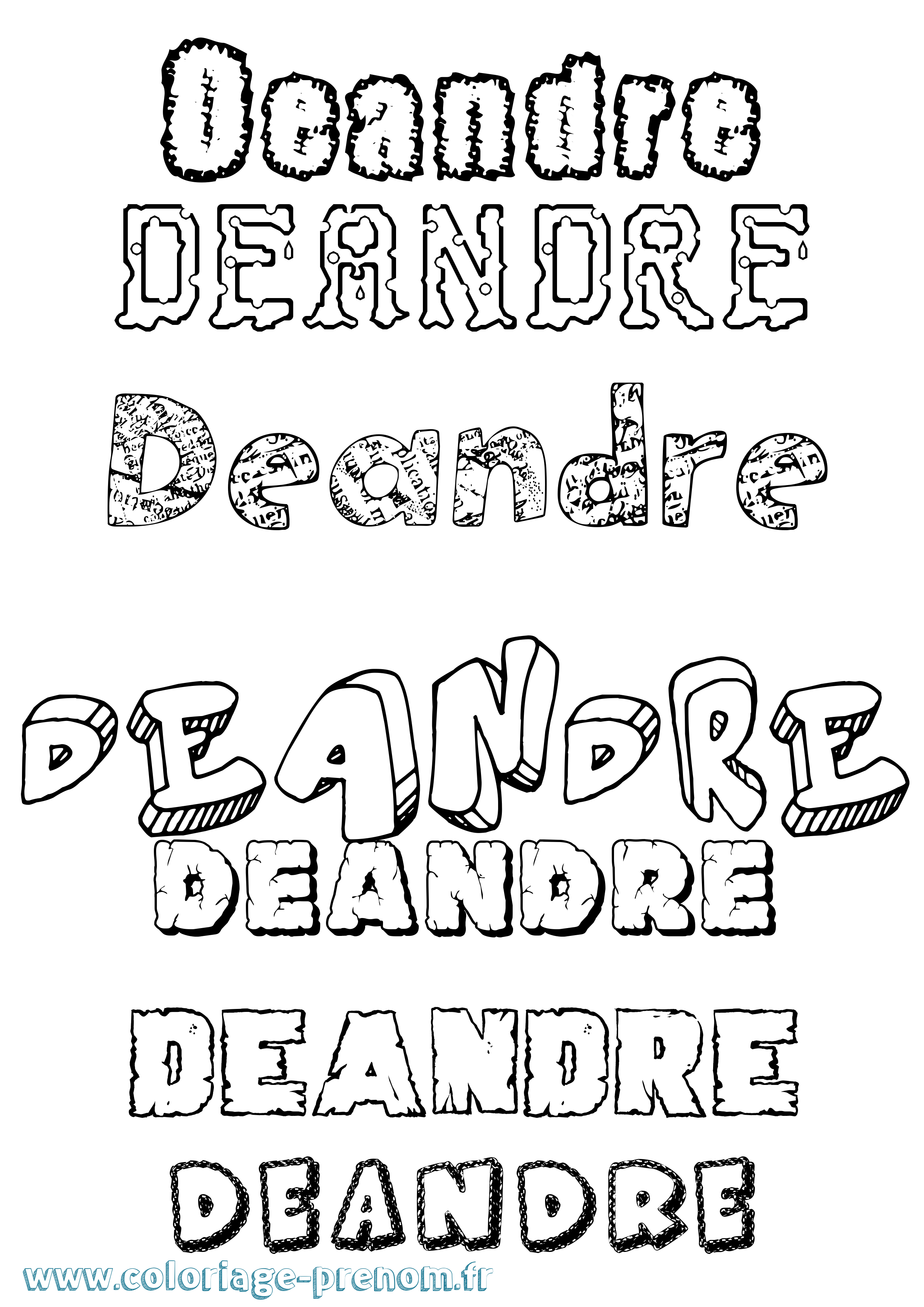 Coloriage prénom Deandre Destructuré