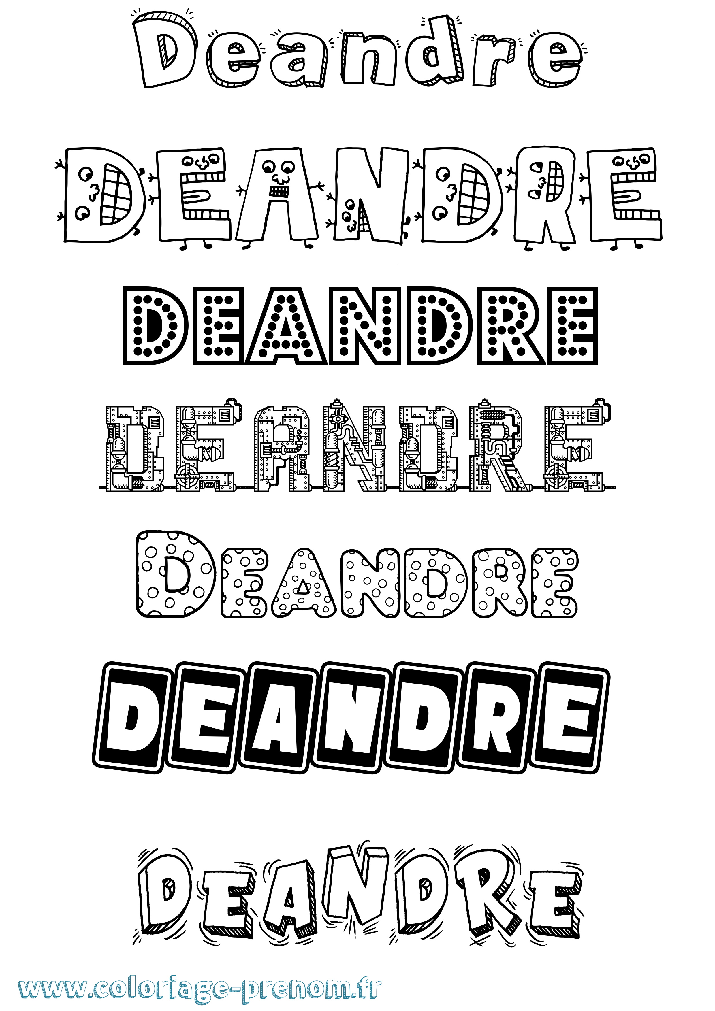 Coloriage prénom Deandre Fun
