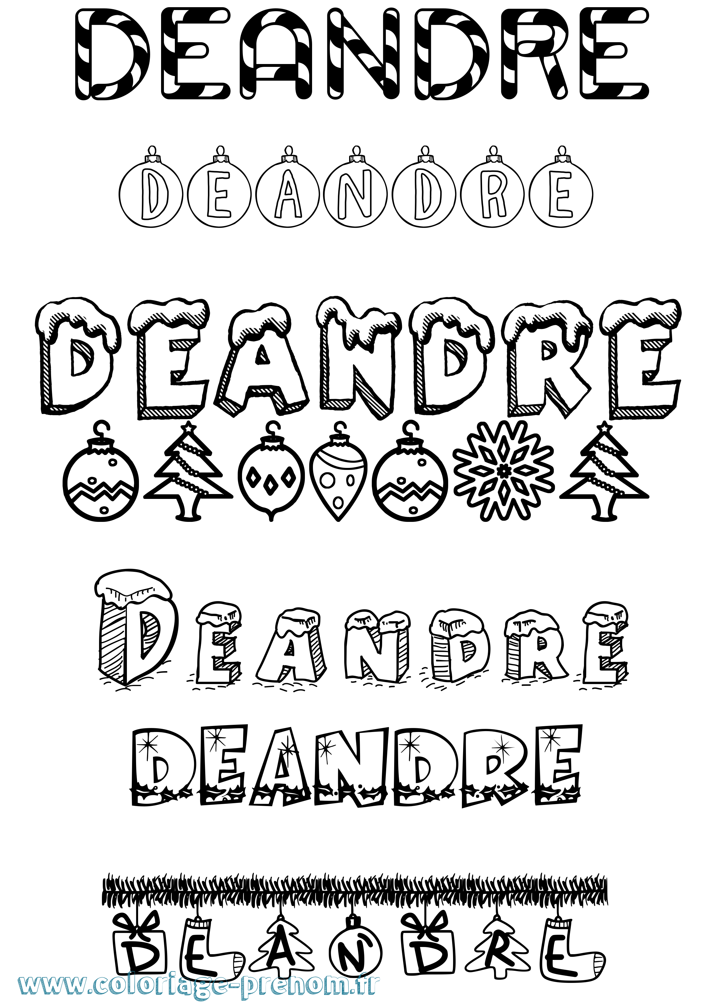 Coloriage prénom Deandre Noël