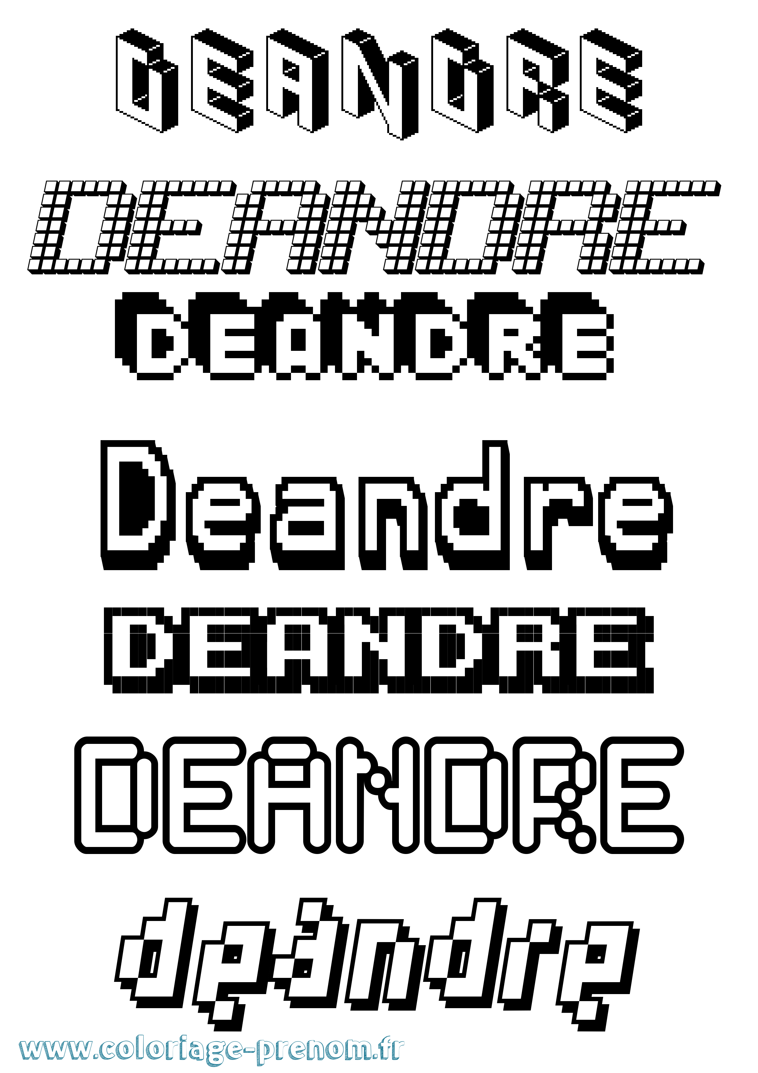 Coloriage prénom Deandre Pixel