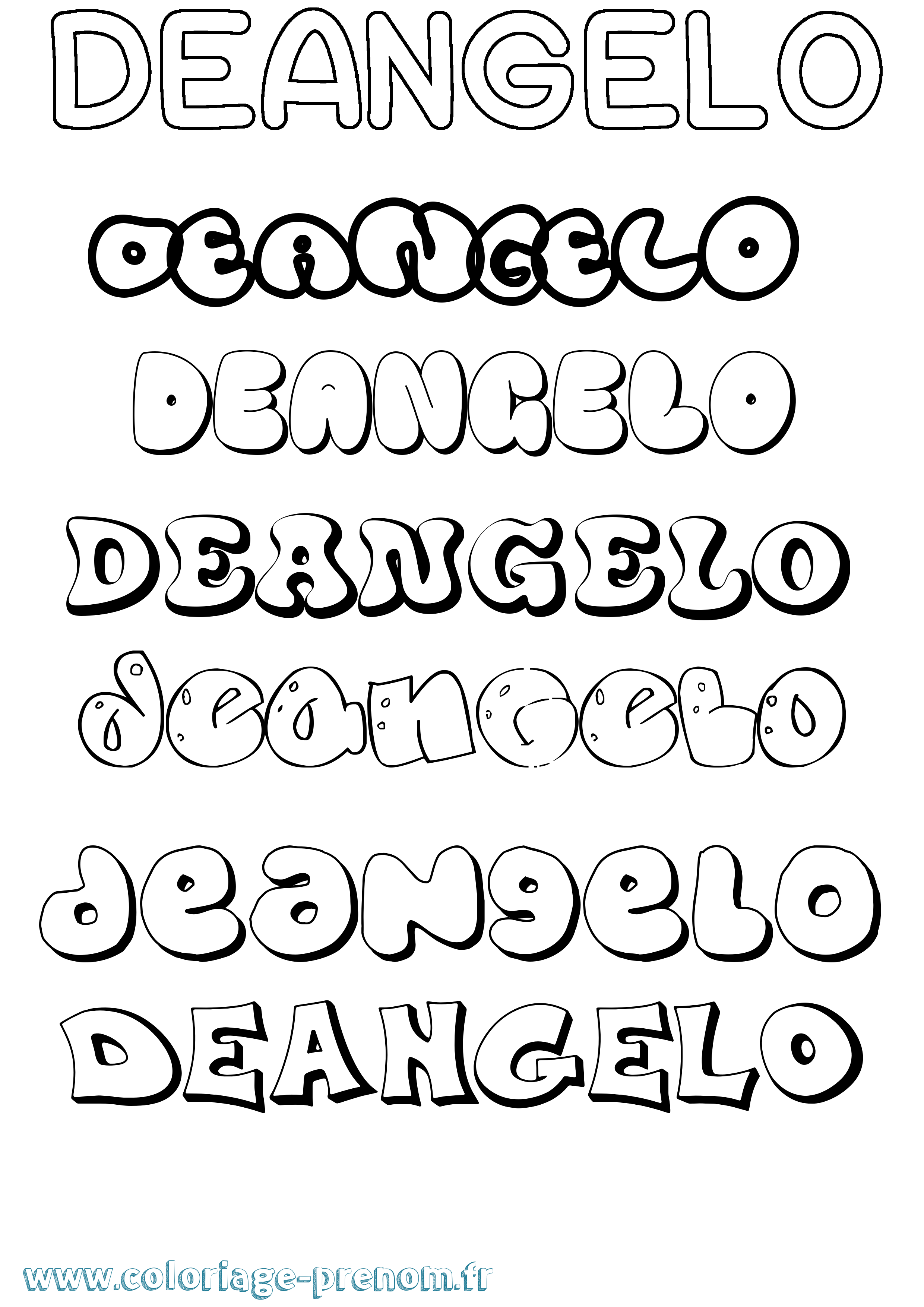 Coloriage prénom Deangelo Bubble
