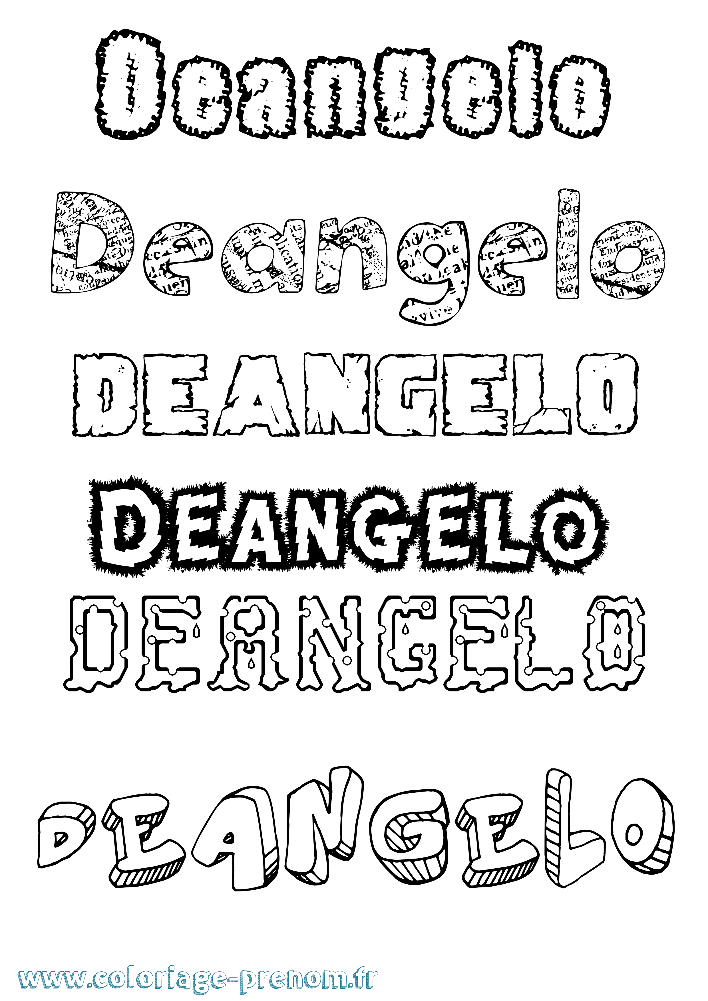 Coloriage prénom Deangelo Destructuré