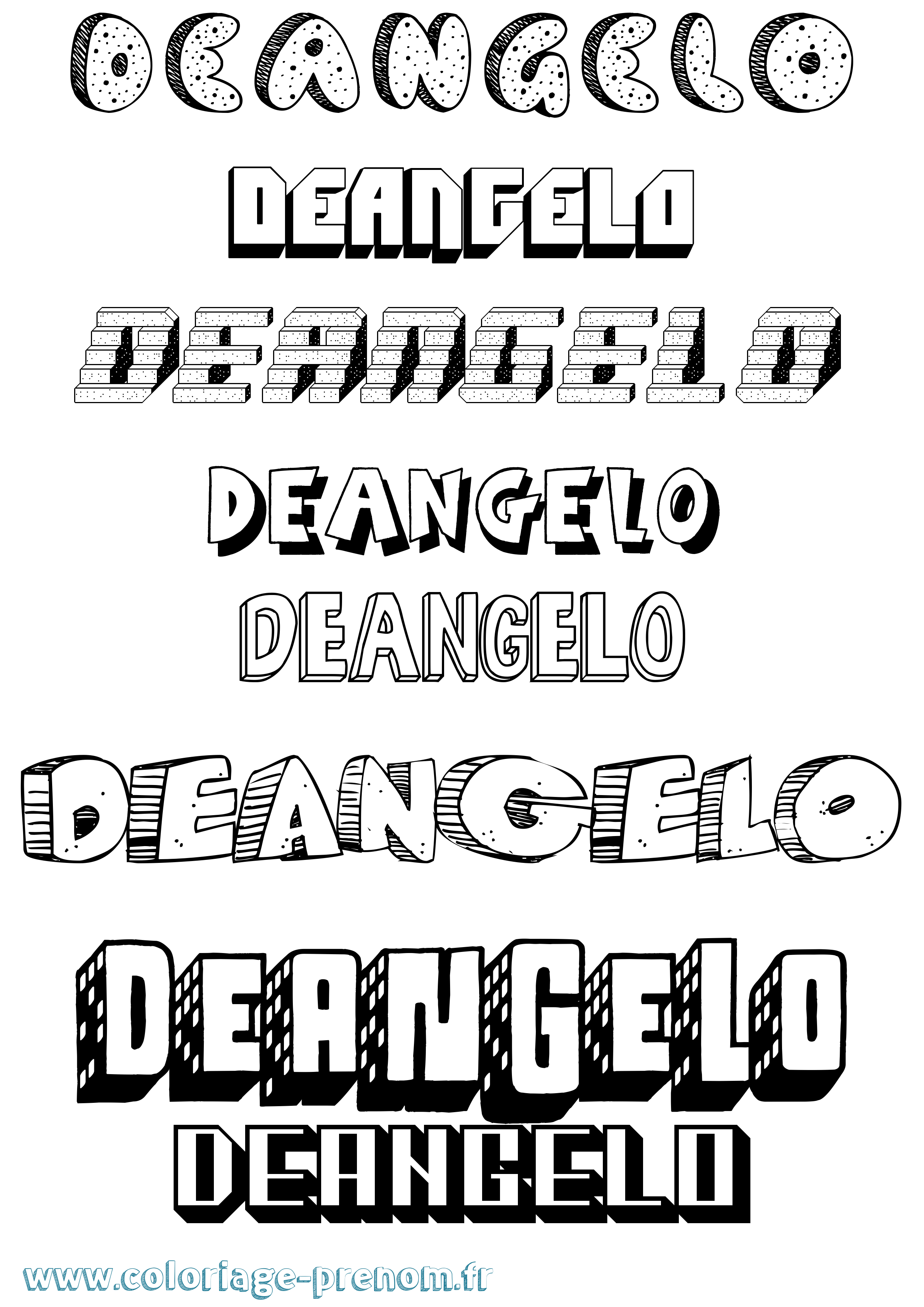 Coloriage prénom Deangelo Effet 3D