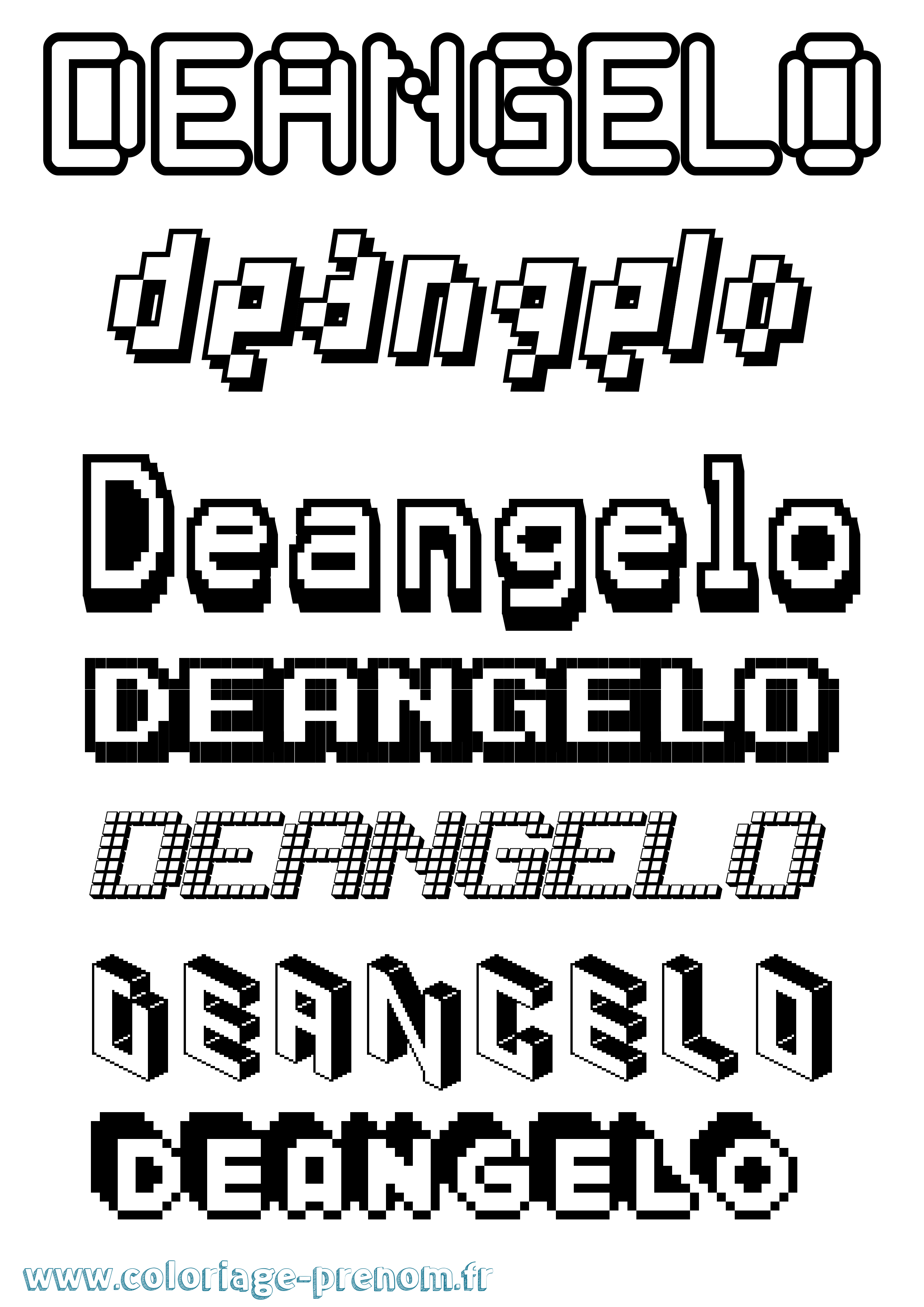 Coloriage prénom Deangelo Pixel