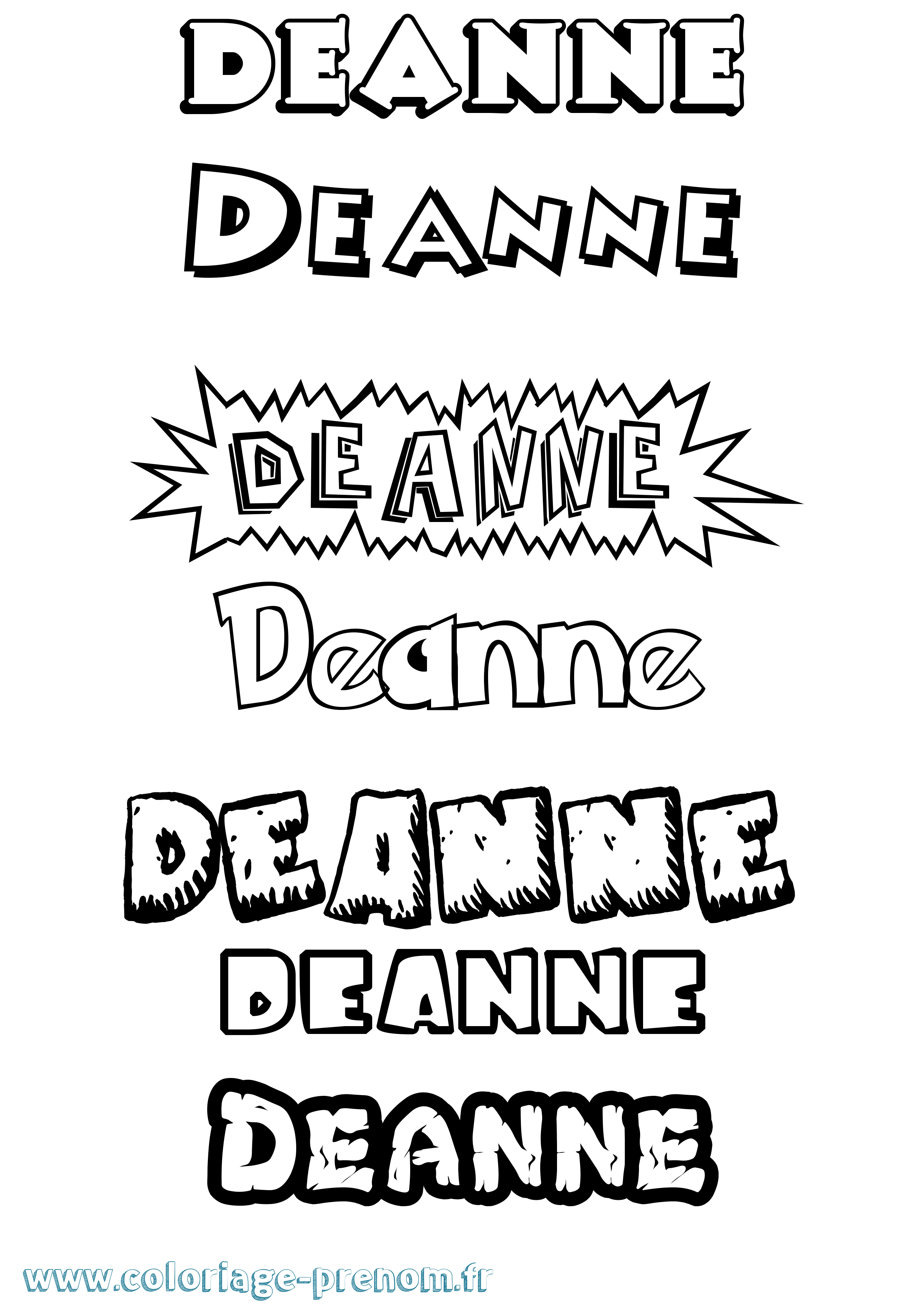 Coloriage prénom Deanne Dessin Animé