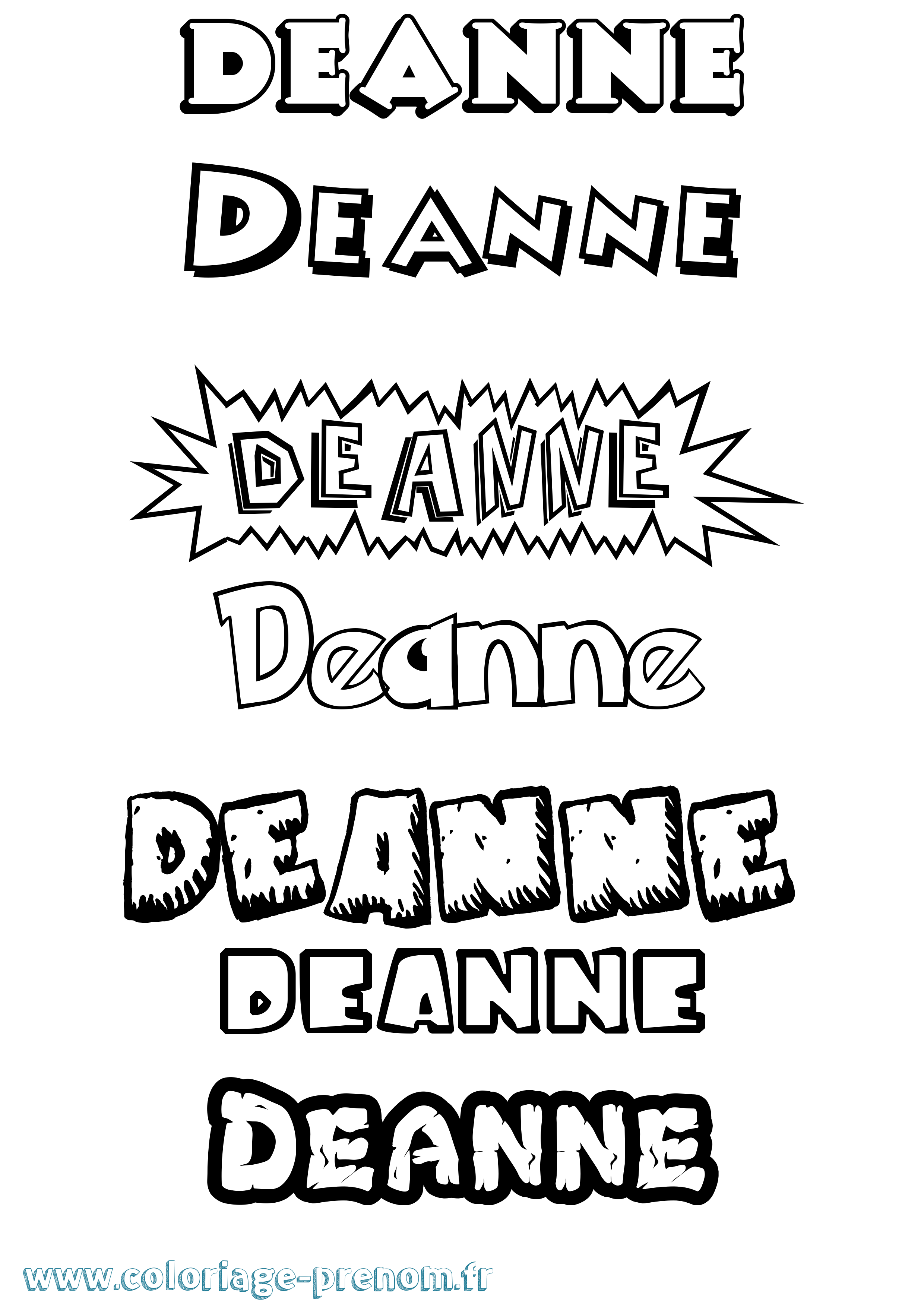 Coloriage Deanne Dessin Animé Coloriage prénom Deanne Dessin Animé