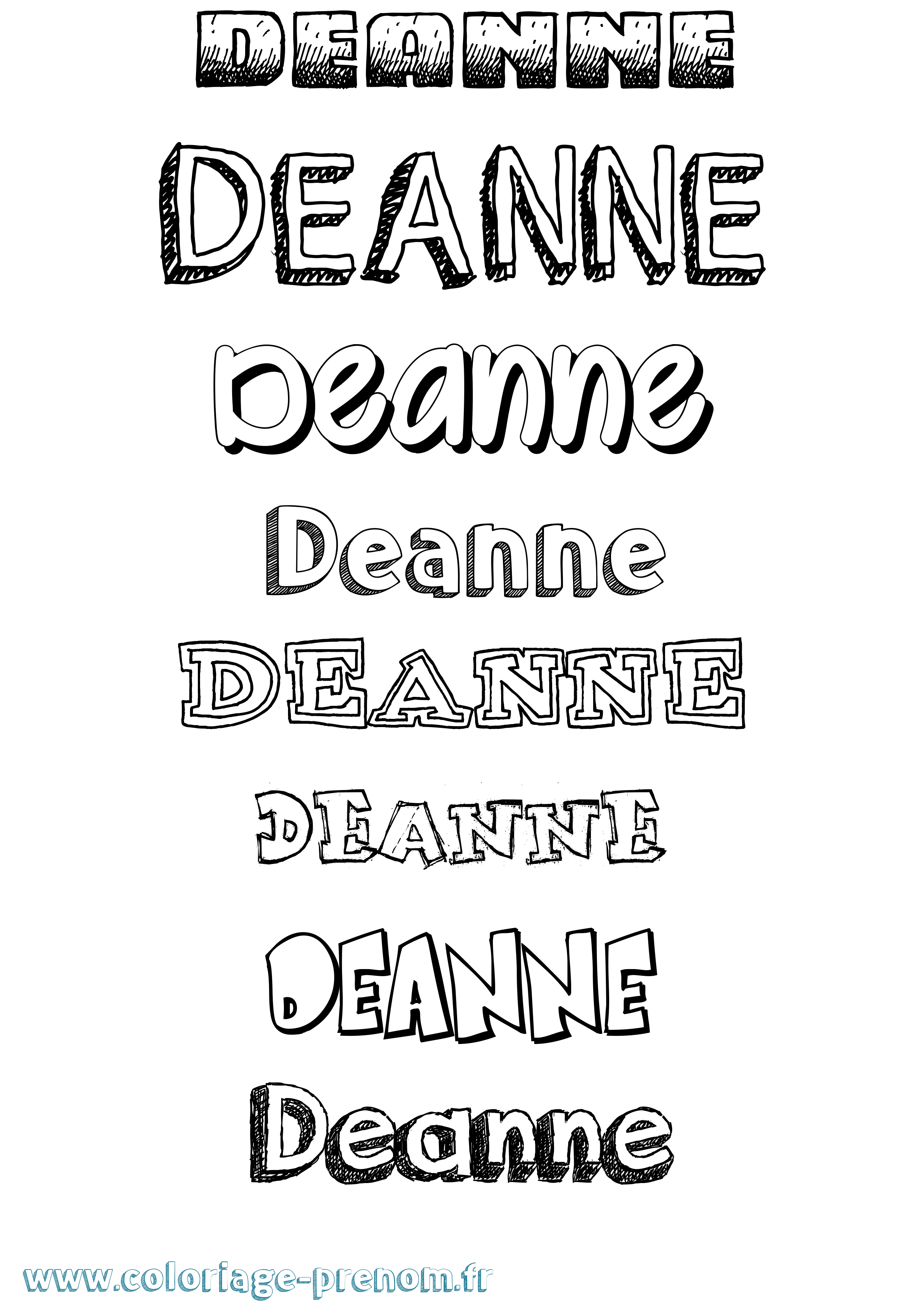 Coloriage prénom Deanne Dessiné