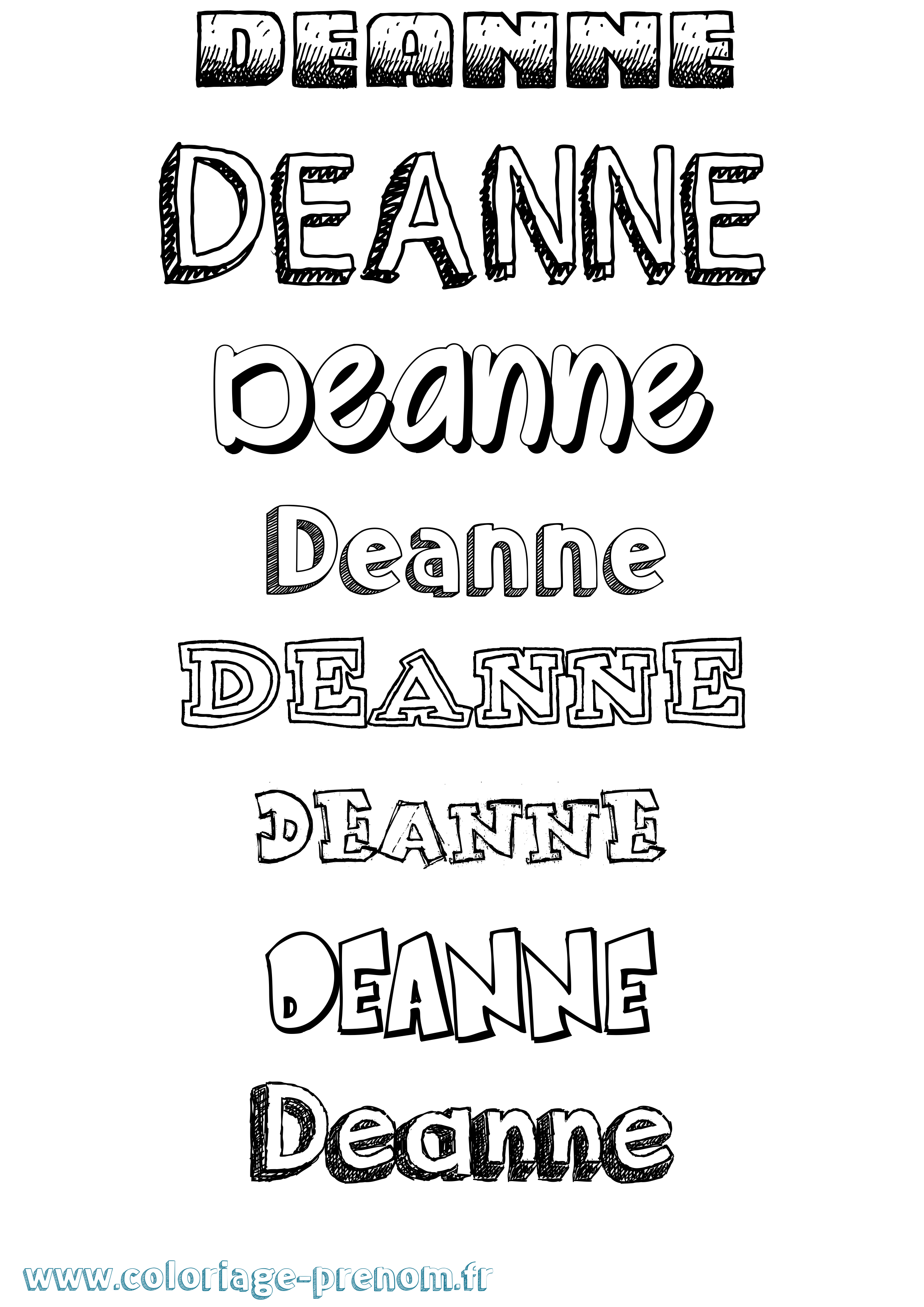 Coloriage Deanne Dessiné Coloriage prénom Deanne Dessiné