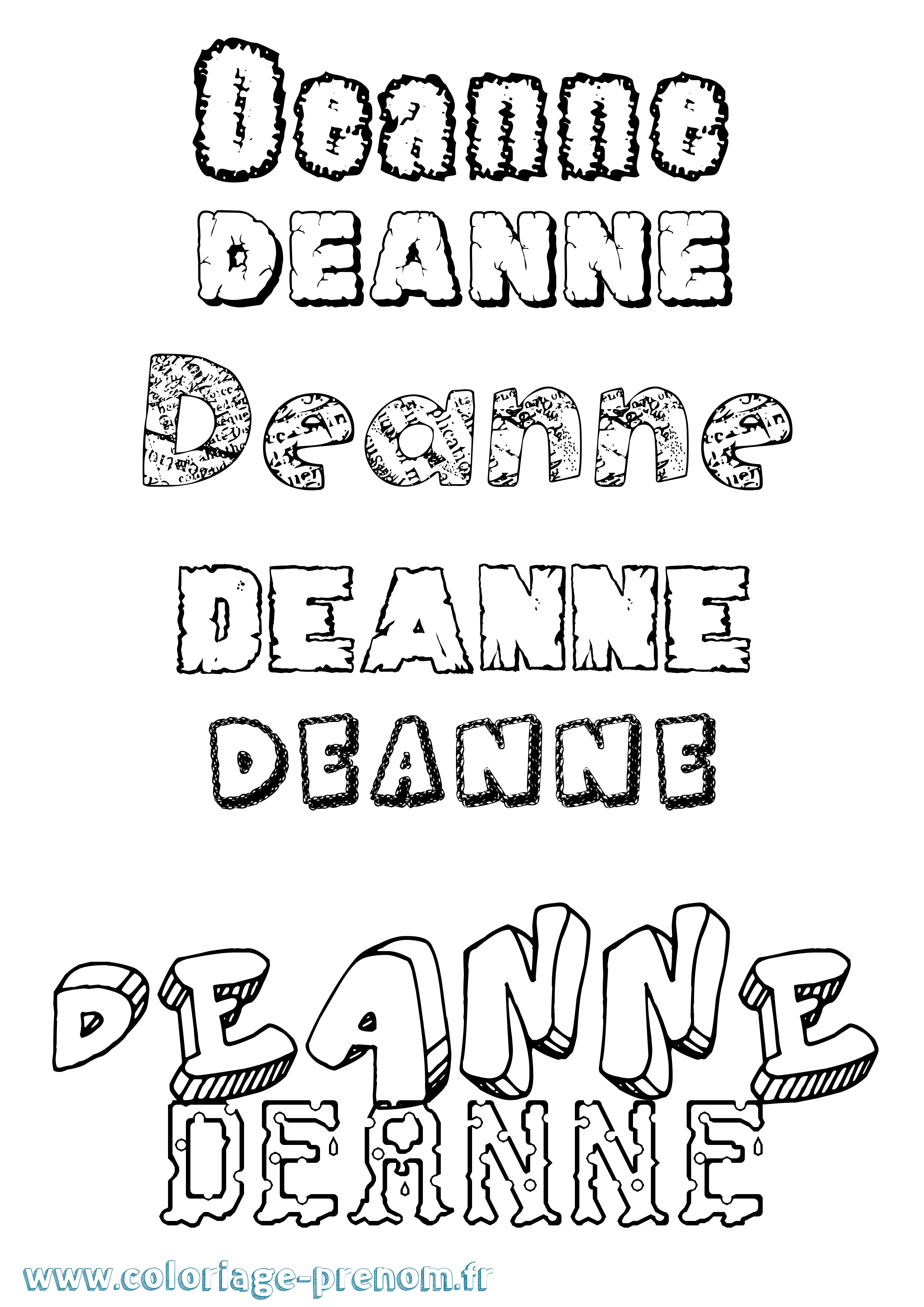 Coloriage Deanne Destructuré Coloriage prénom Deanne Destructuré