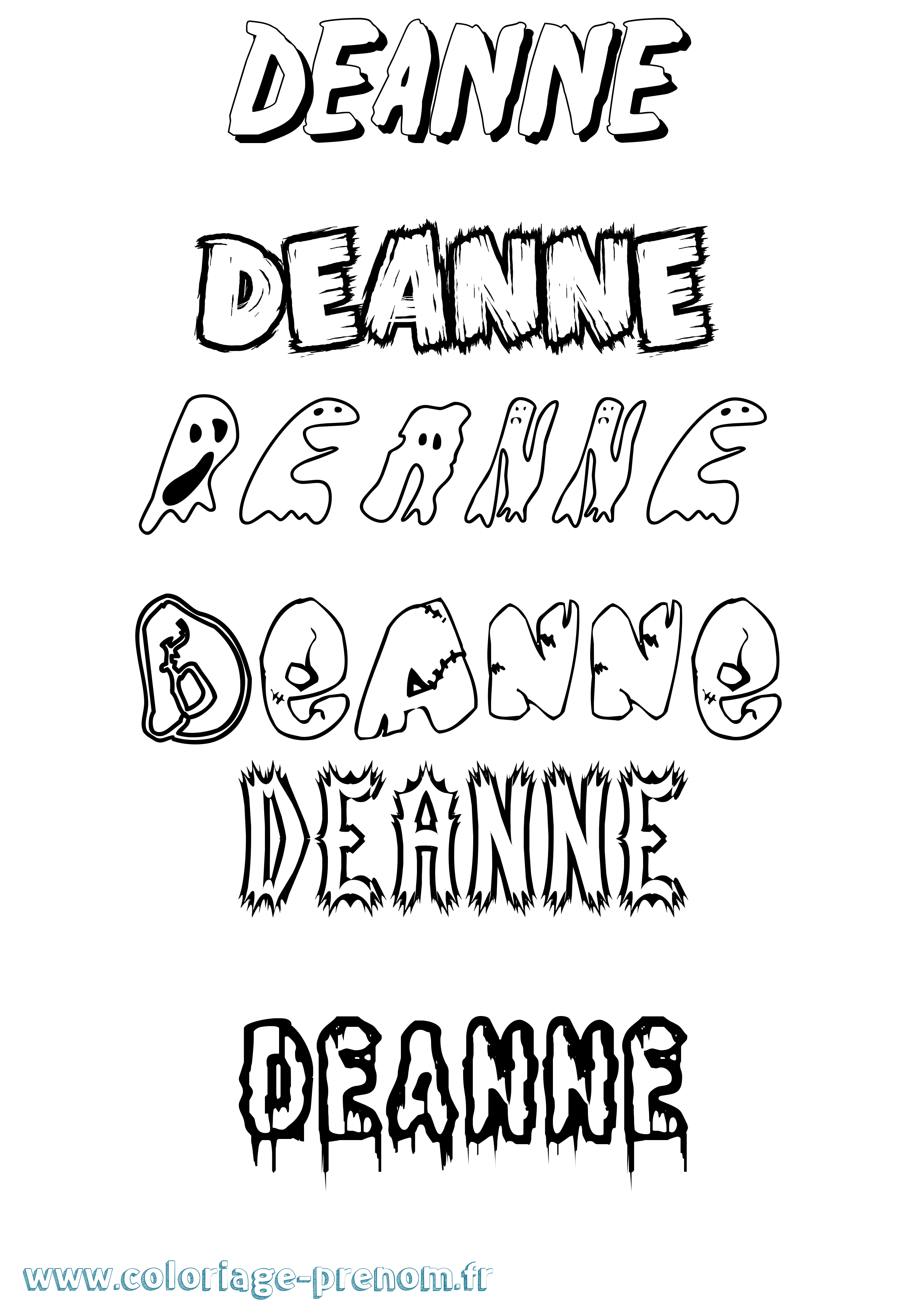 Coloriage prénom Deanne Frisson