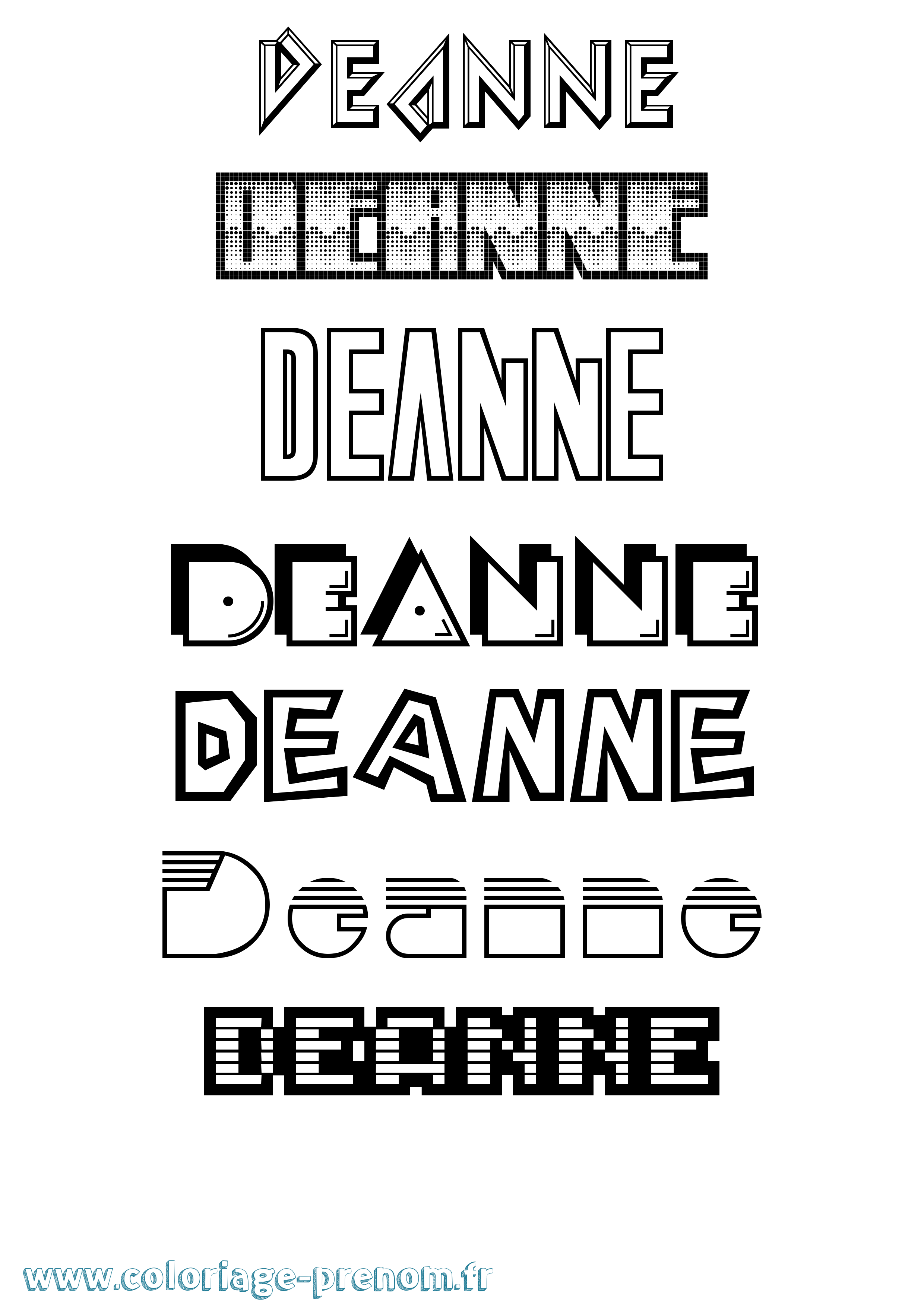 Coloriage prénom Deanne Jeux Vidéos