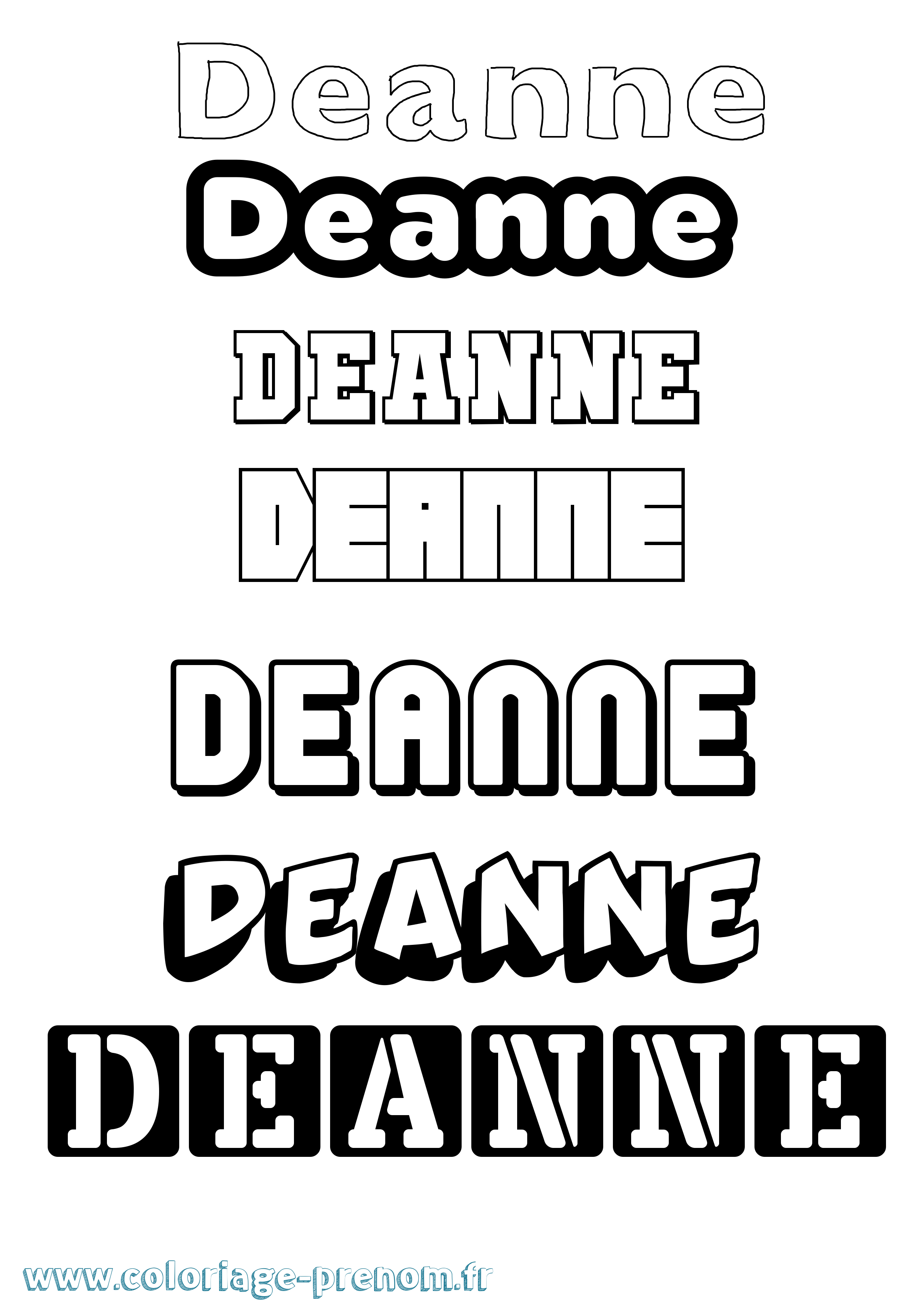 Coloriage Deanne Simple Coloriage prénom Deanne Simple