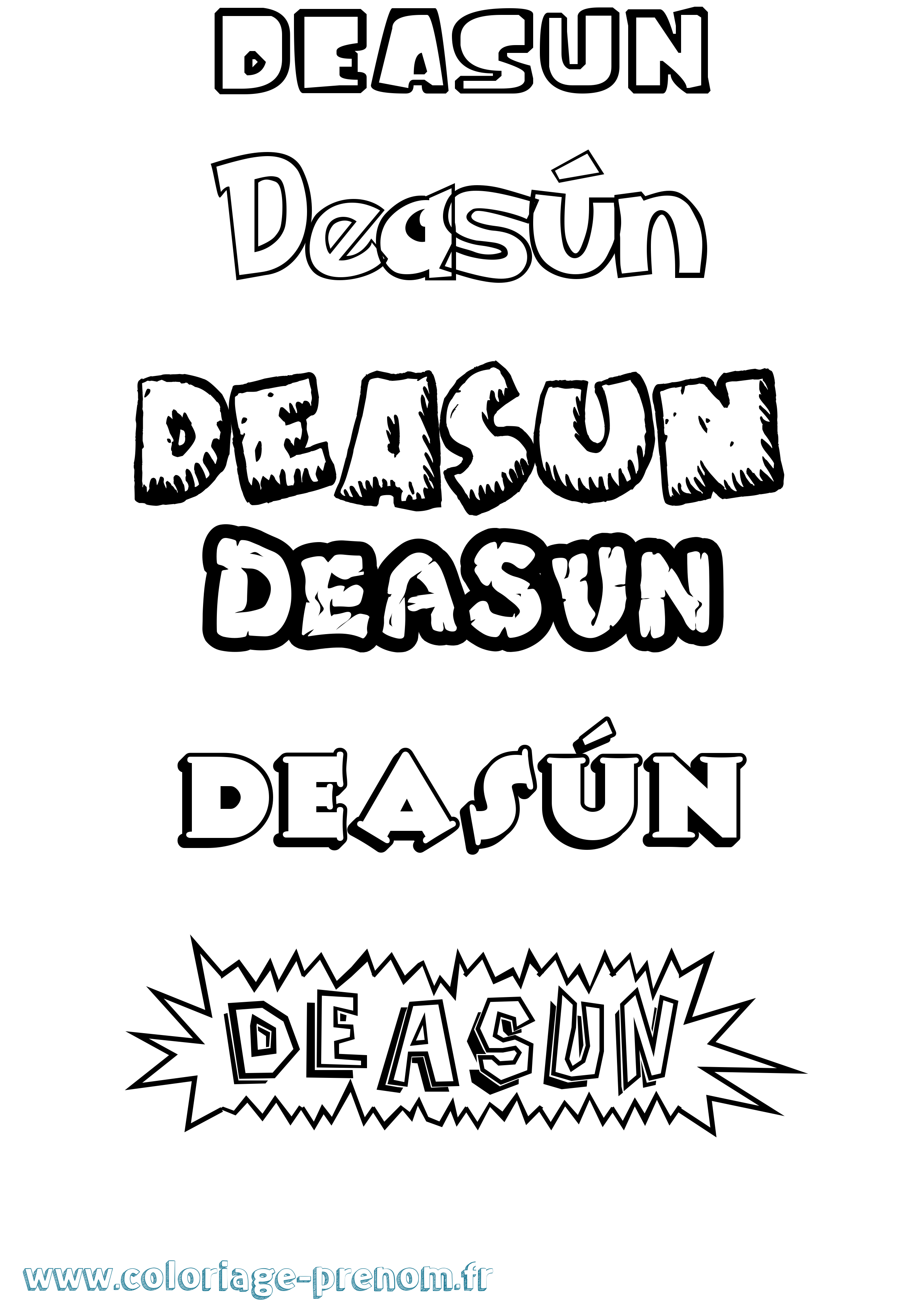 Coloriage prénom Deasún Dessin Animé