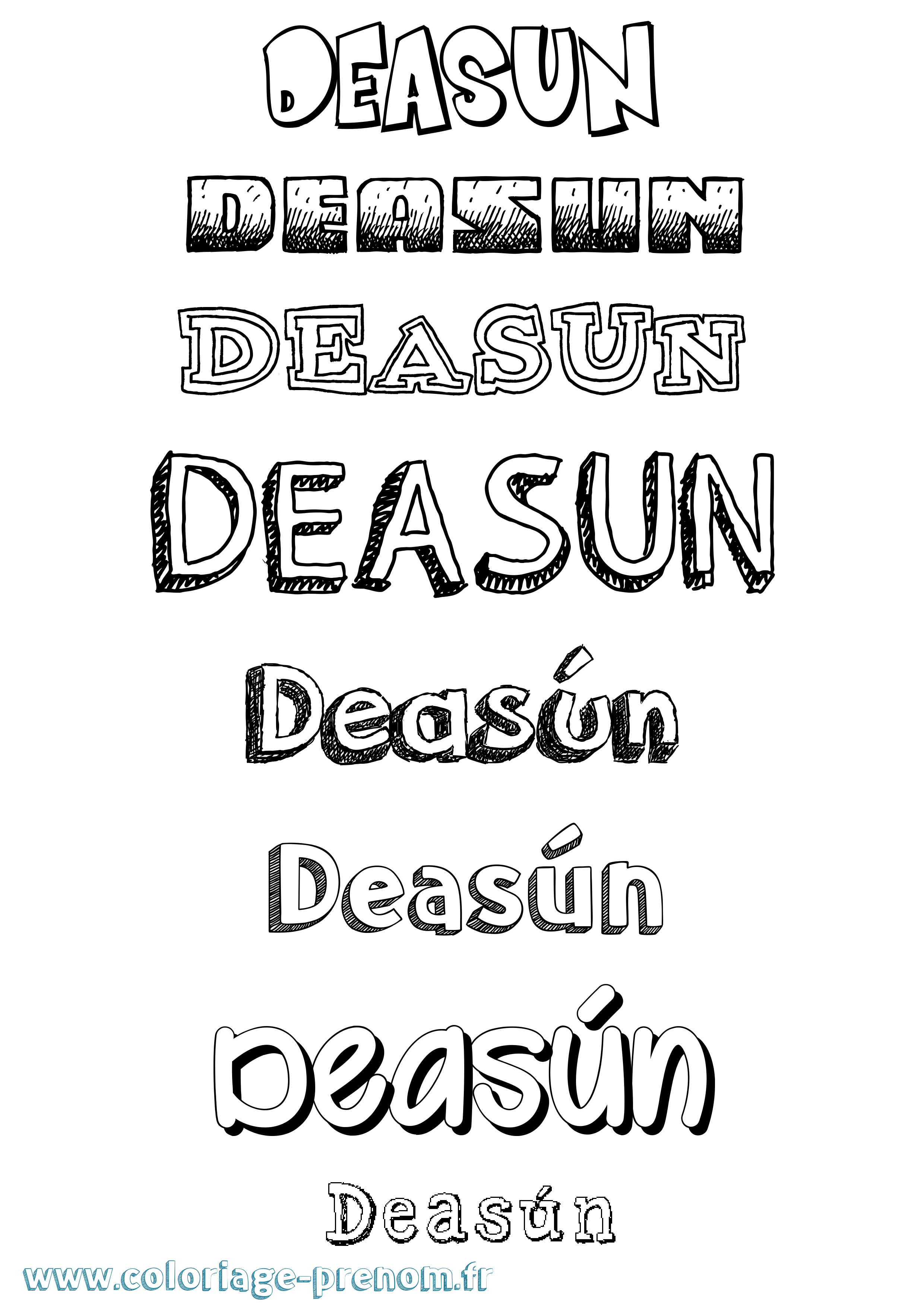 Coloriage prénom Deasún Dessiné