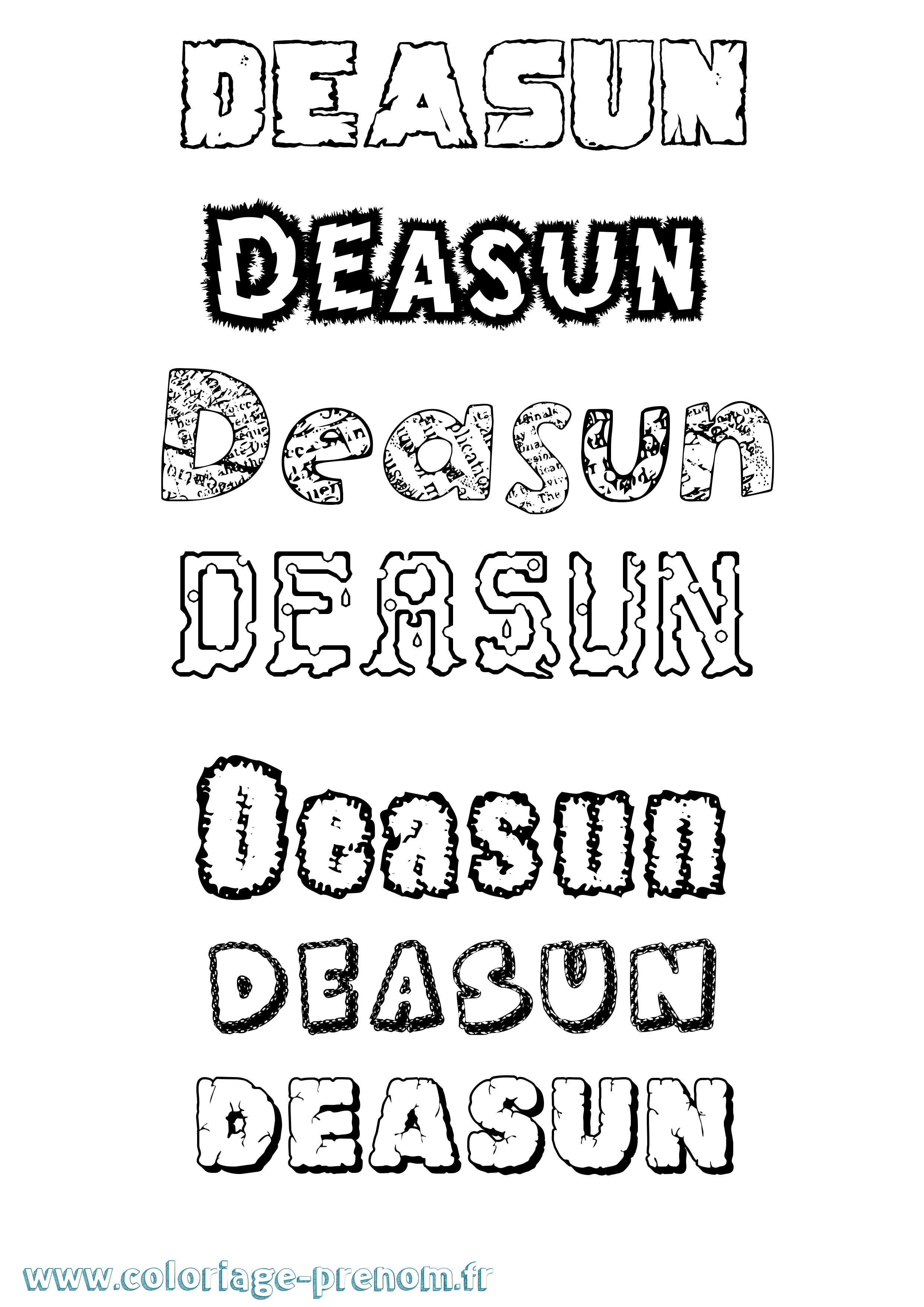 Coloriage prénom Deasún Destructuré