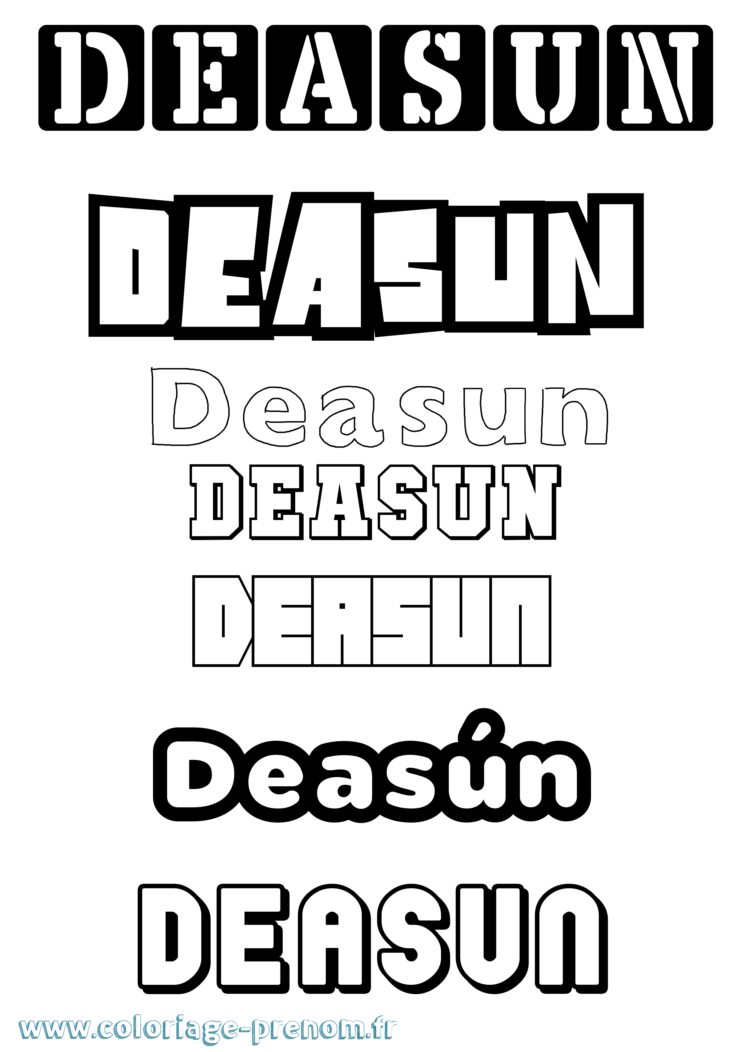 Coloriage prénom Deasún Simple