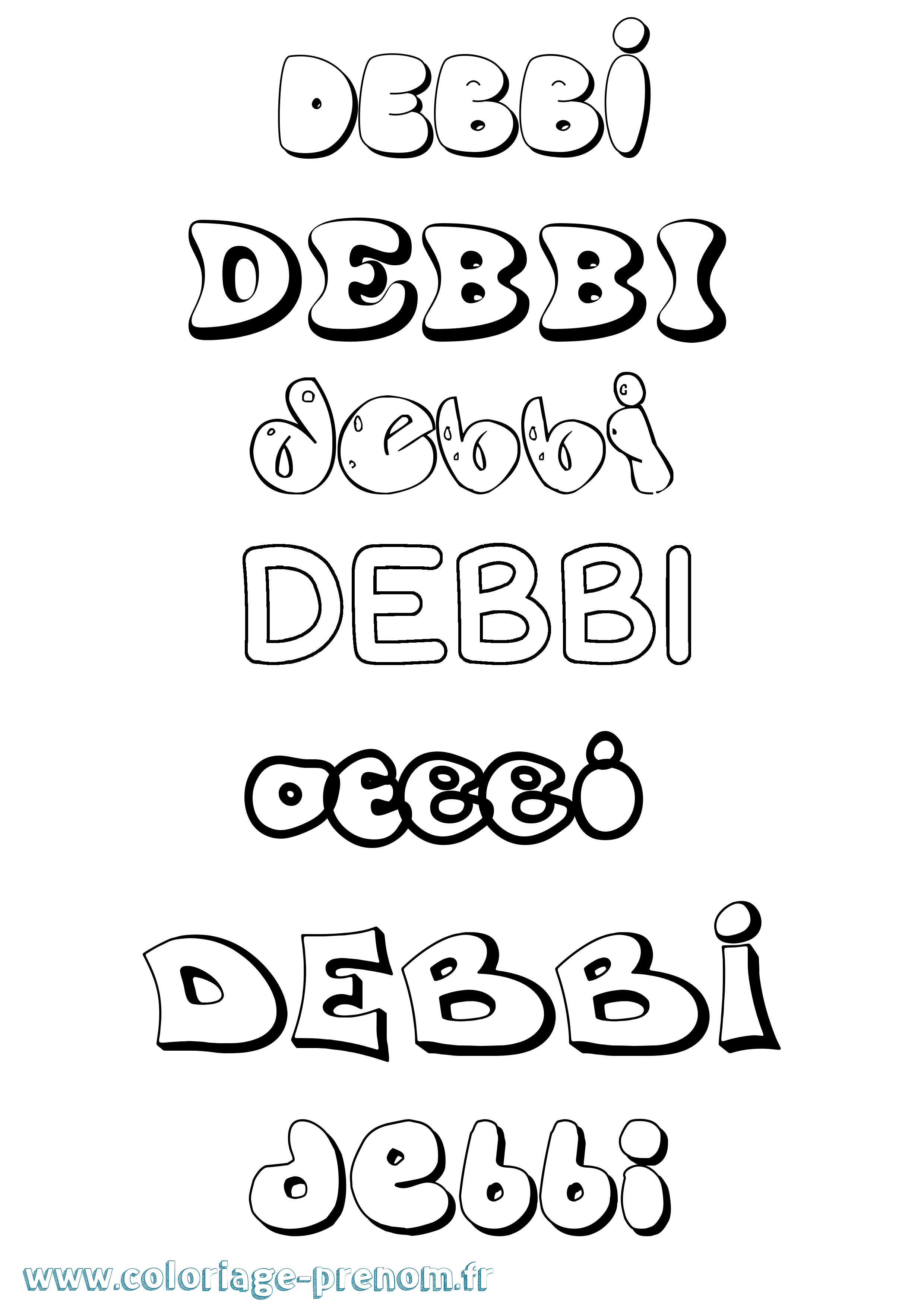 Coloriage Debbi Bubble Coloriage prénom Debbi Bubble