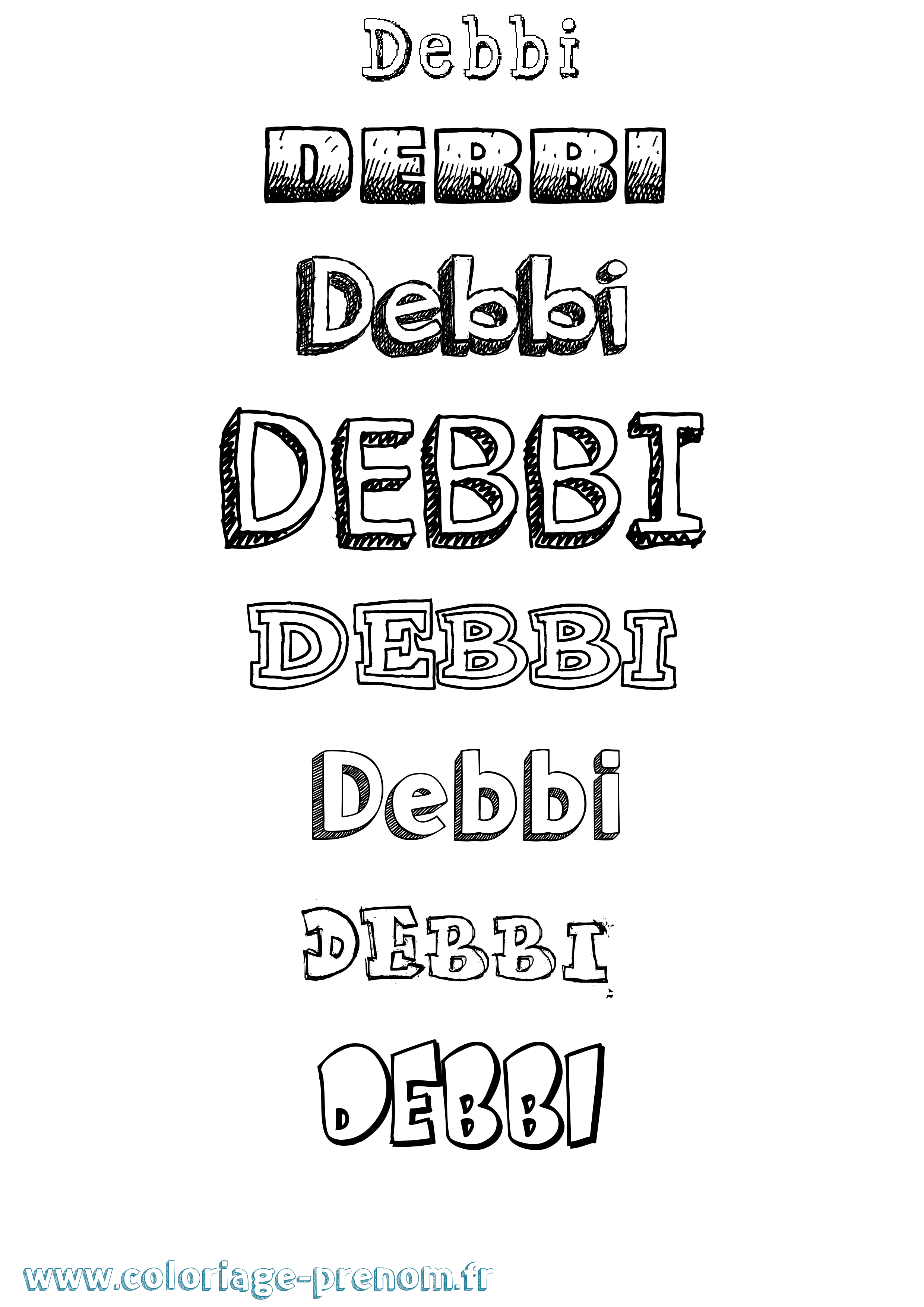 Coloriage Debbi Dessiné Coloriage prénom Debbi Dessiné