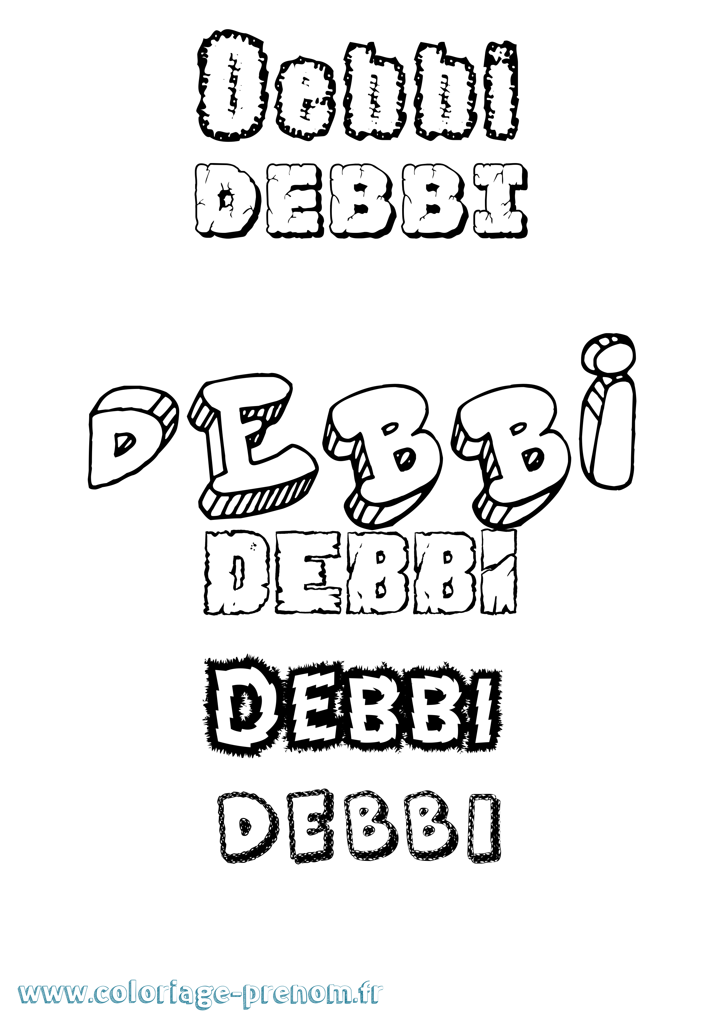 Coloriage Debbi Destructuré Coloriage prénom Debbi Destructuré