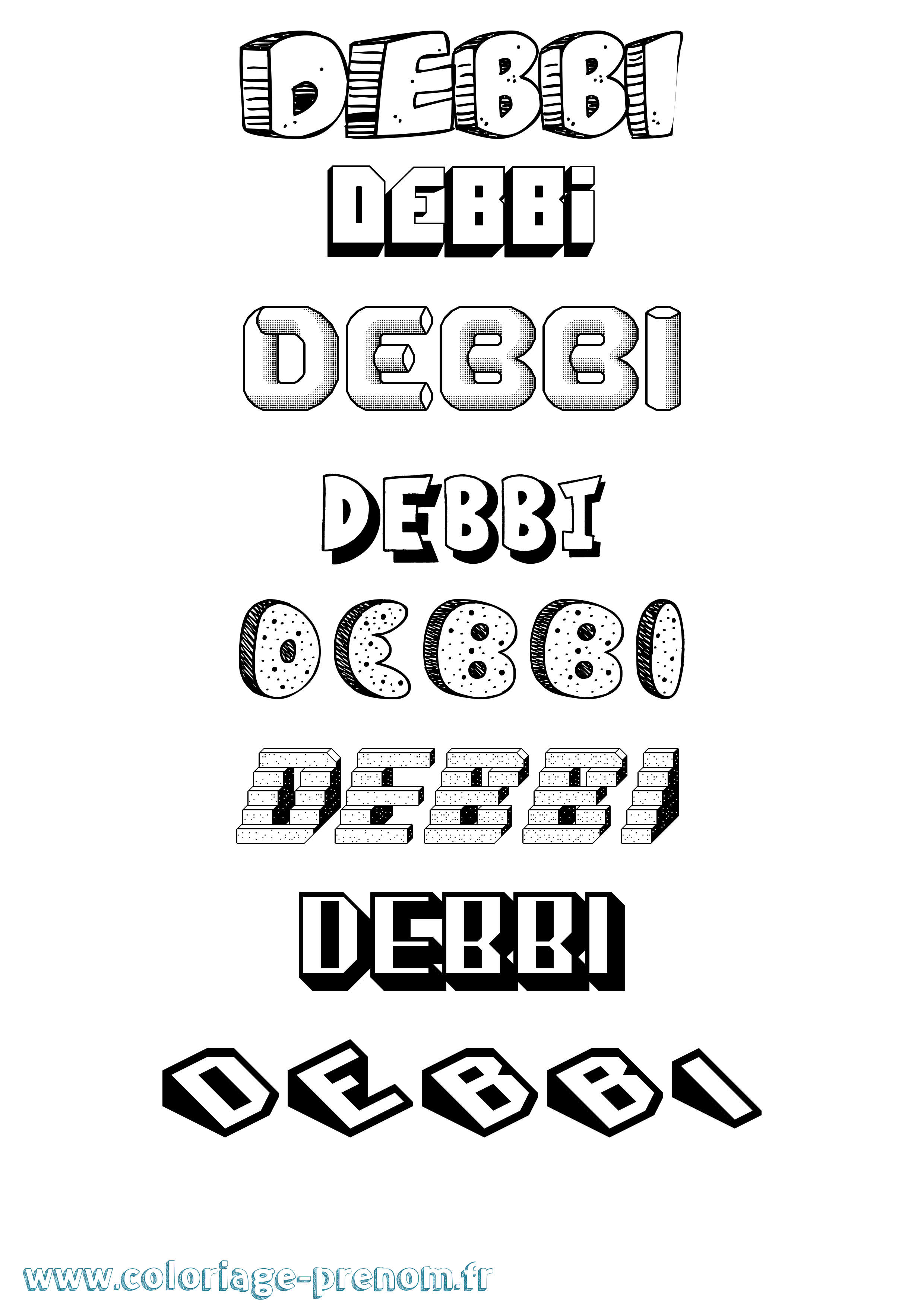 Coloriage Debbi Effet 3D Coloriage prénom Debbi Effet 3D