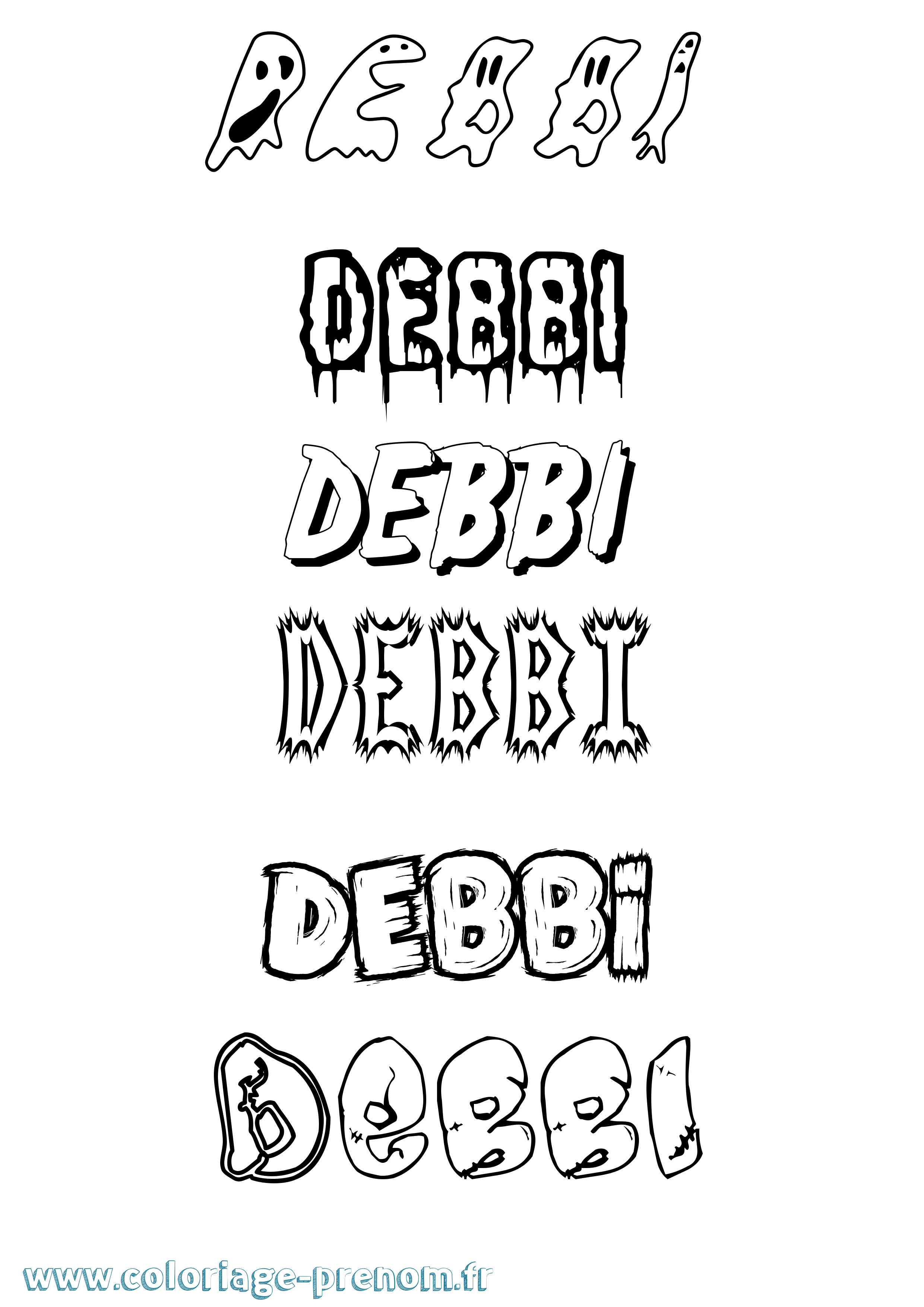 Coloriage Debbi Frisson Coloriage prénom Debbi Frisson