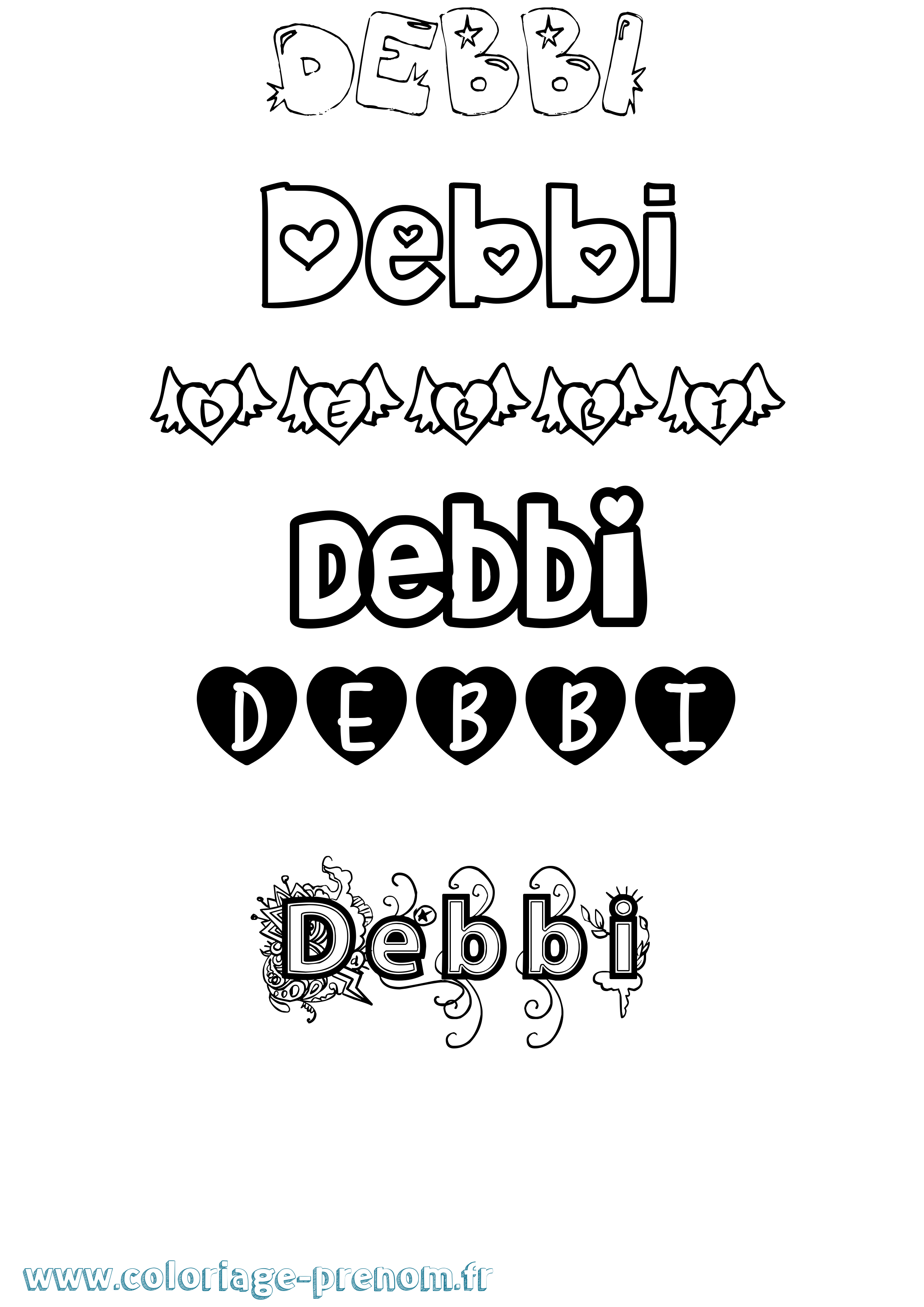 Coloriage prénom Debbi Girly