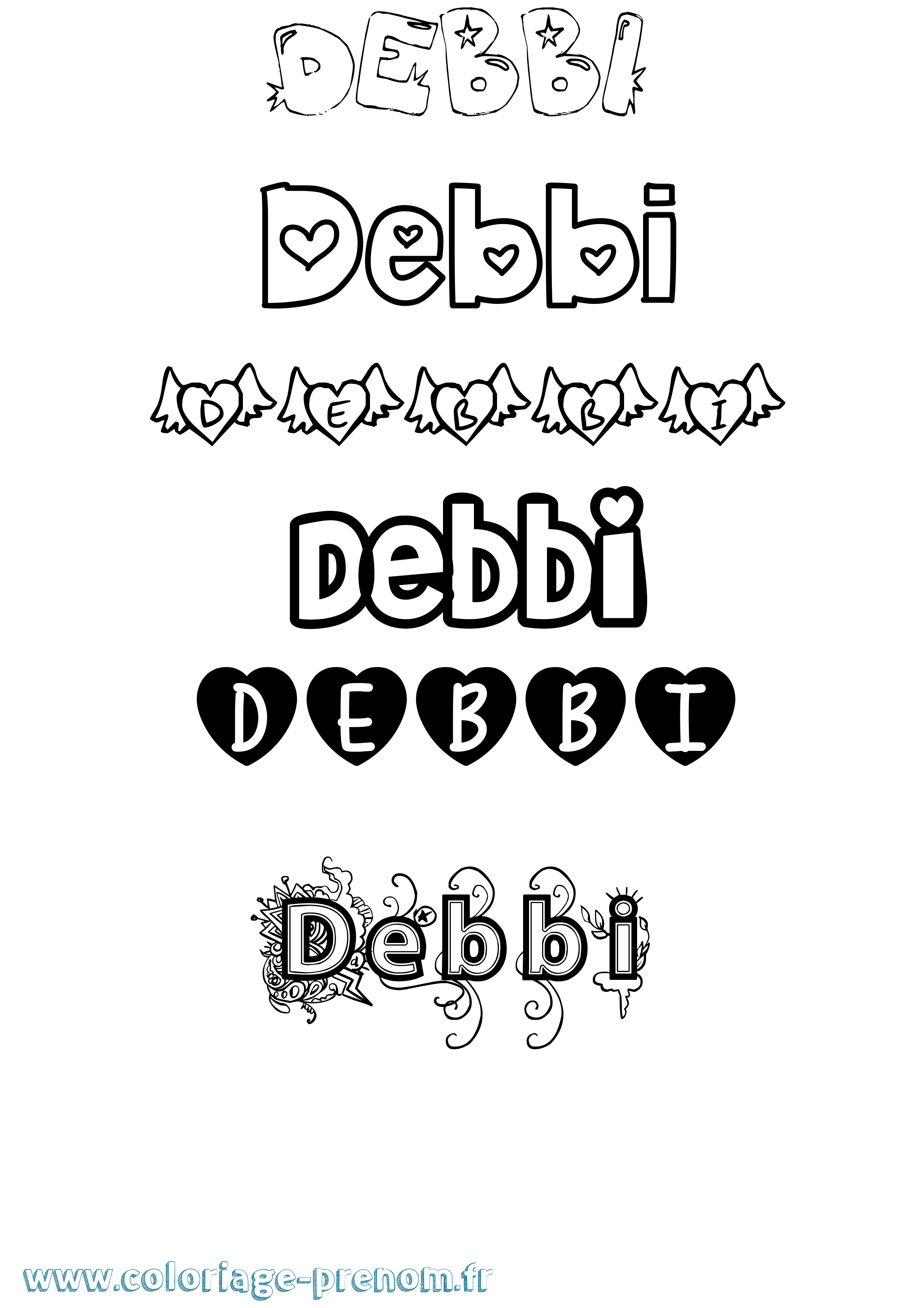 Coloriage Debbi Girly Coloriage prénom Debbi Girly