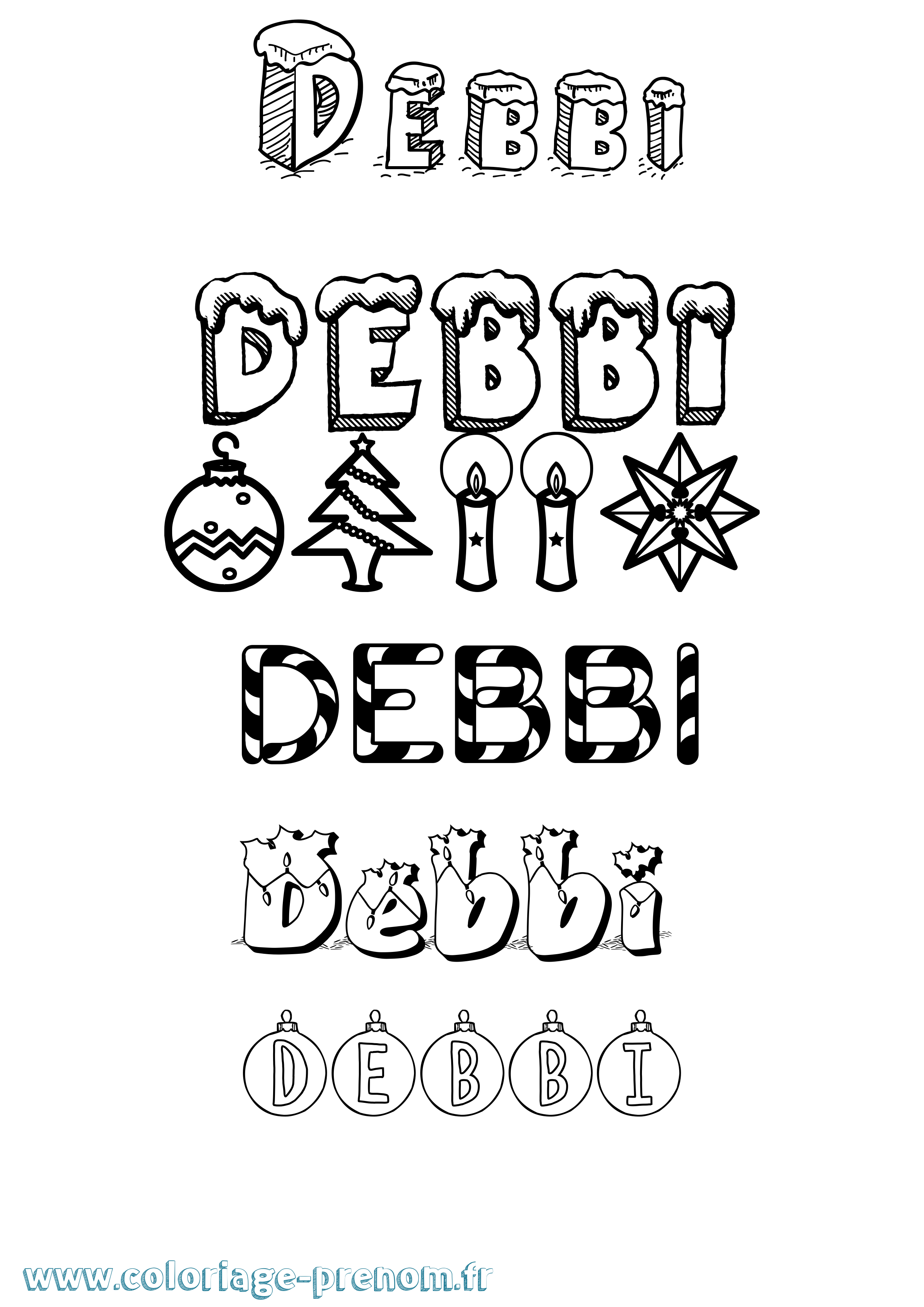 Coloriage Debbi Noël Coloriage prénom Debbi Noël